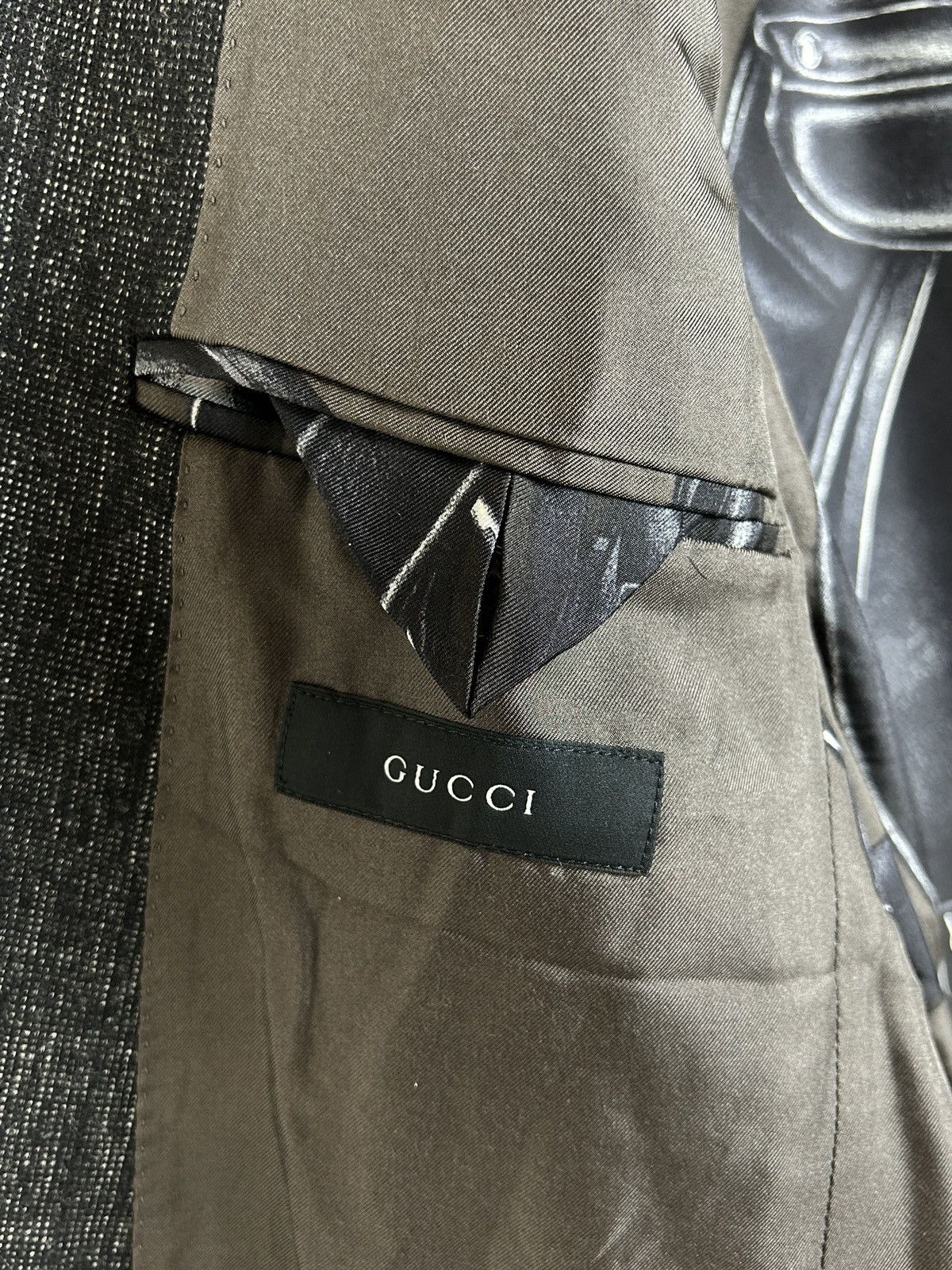 Gucci Gucci Wool Pattern Casual Blazer Jacket Tailoring Grey 50R Size 50R - 10 Thumbnail