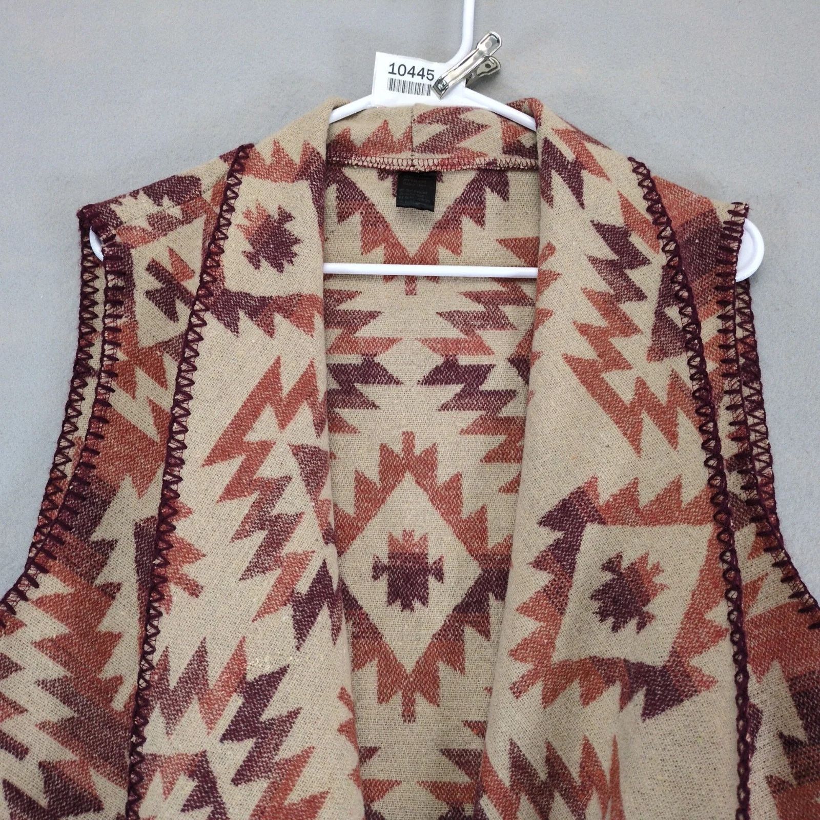 Other Southwestern Aztec Fleece Open Vest Women's L Drape Pockets Size L / US 10 / IT 46 - 7 Thumbnail