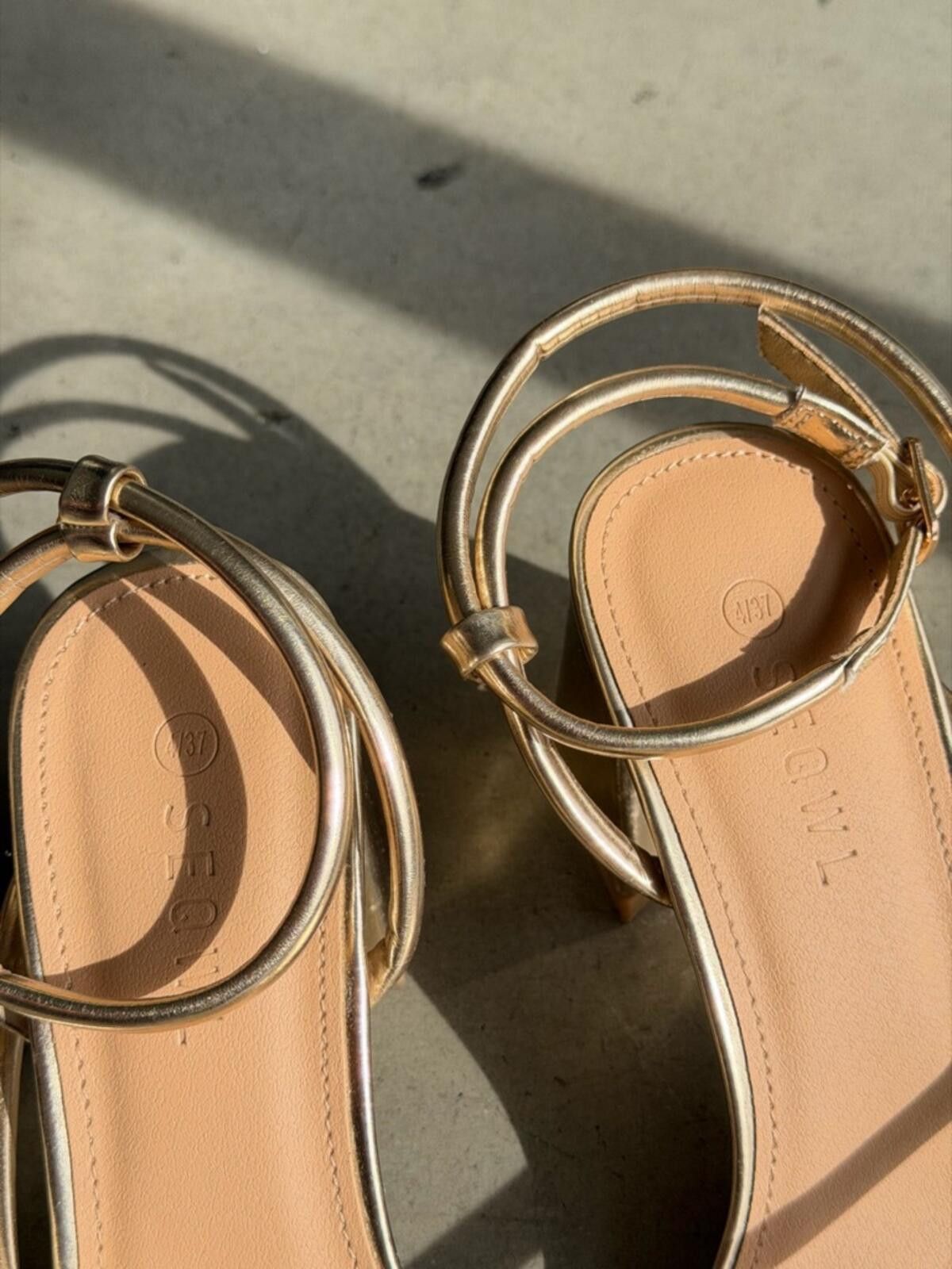Other ASOS Gold Strappy Heels / Block Heel Sandals Size US 6.5 / IT 36.5 - 6 Thumbnail