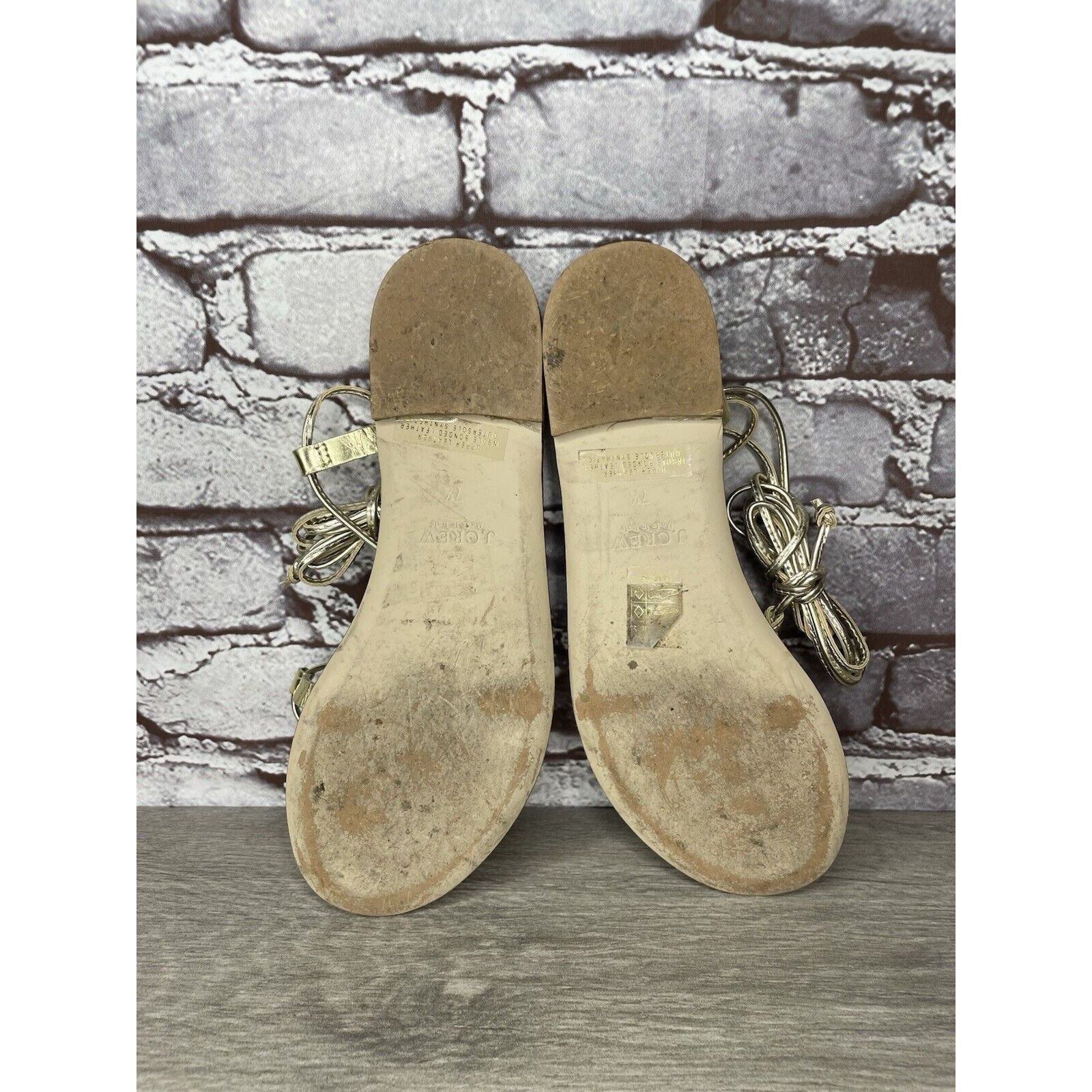 J.Crew J. Crew Metallic Gold Leather Ankle Wrap Around Sandals Wome Size US 7.5 / IT 37.5 - 9 Thumbnail
