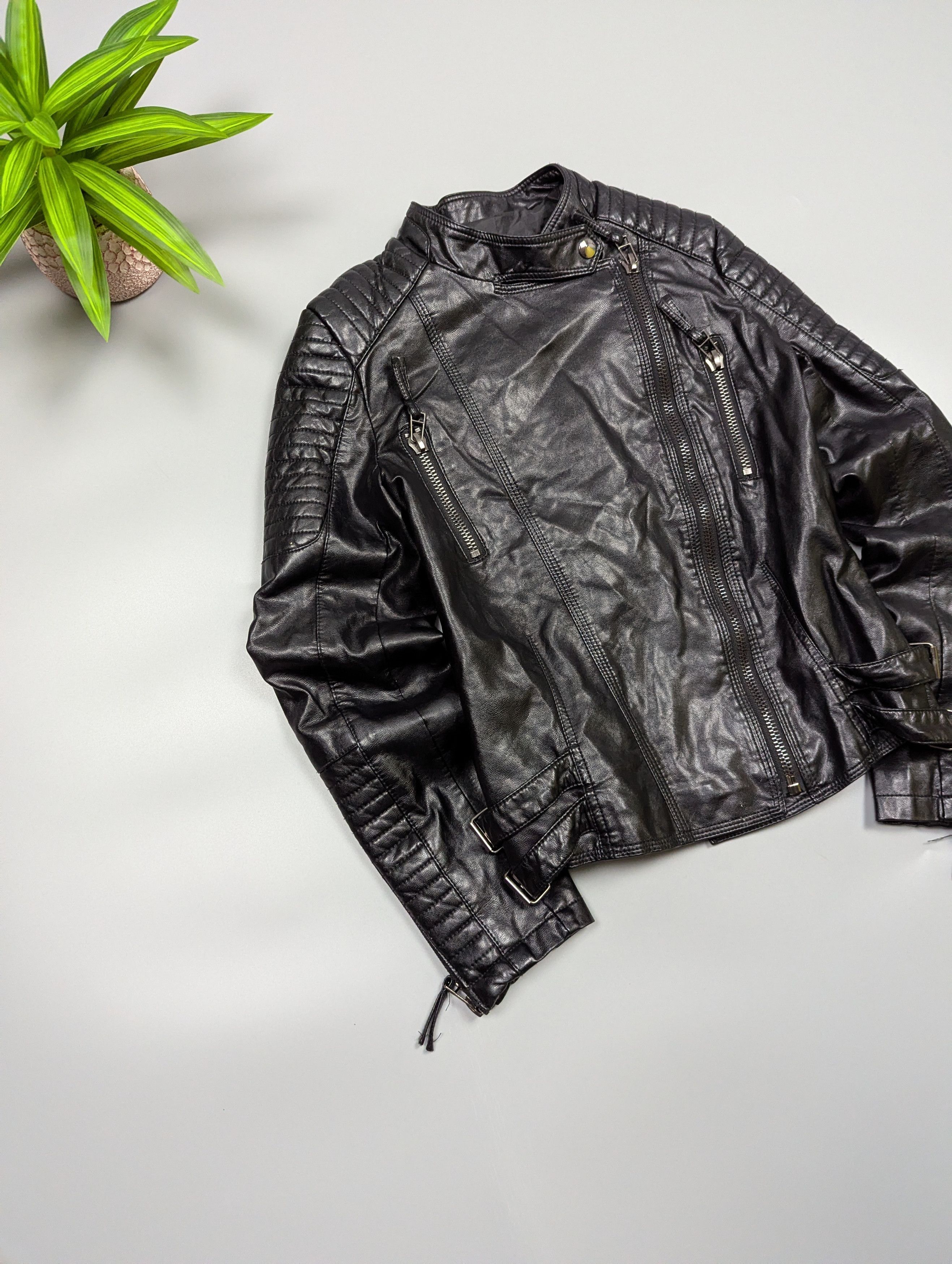 Other Women’s Black Motorcycle Biker Jacket with Skull Back Print Size S / US 4 / IT 40 - 11 Thumbnail
