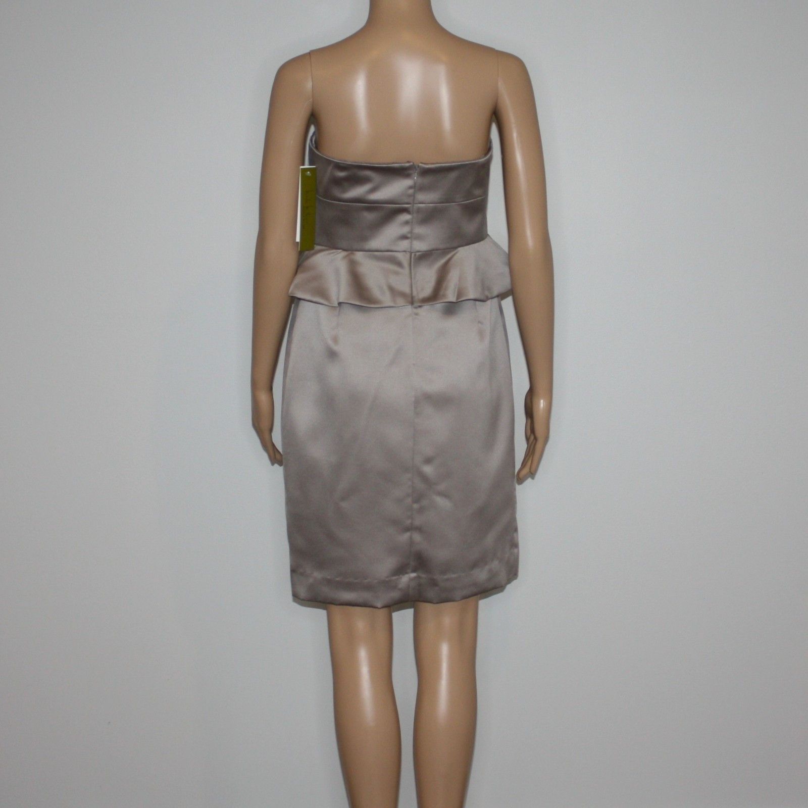Nicole Miller Strapless Peplum Dress in Mocha and size 8 NWT MSRP $430 Size M / US 6-8 / IT 42-44 - 6 Thumbnail