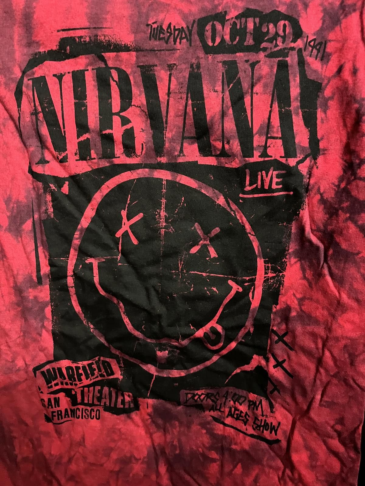 Designer Nirvana Juniors Tee Smiley Red Tie Dye San Francisco -M Size M / US 6-8 / IT 42-44 - 3 Thumbnail