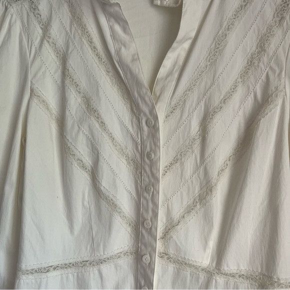 Prada PRADA Pearl White Lace Button Down Collared Women's Blouse Size L / US 10 / IT 46 - 7 Thumbnail