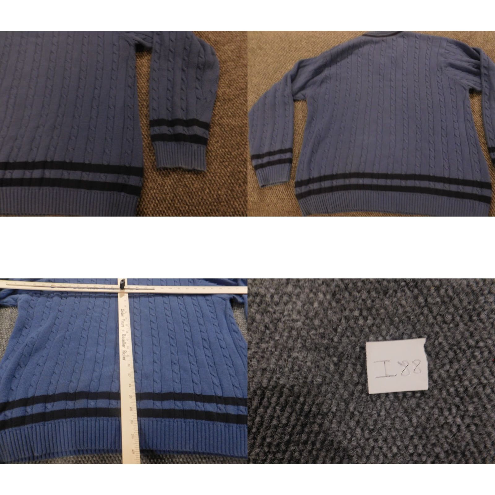 Izod IZOD Sweater Pullover V-Neck Long Sleeve Classic Knit Blue L Mens Regular Size Large Cotton Knit Solid Vintage No zipper Size US L / EU 52-54 / 3 - 8 Thumbnail