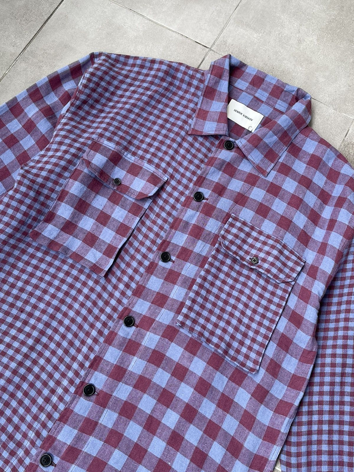 Henrik Vibskov !DS! SS22 Henrik Vibskov Mixed Purple Checks Shirt Size US L / EU 52-54 / 3 - 9 Thumbnail