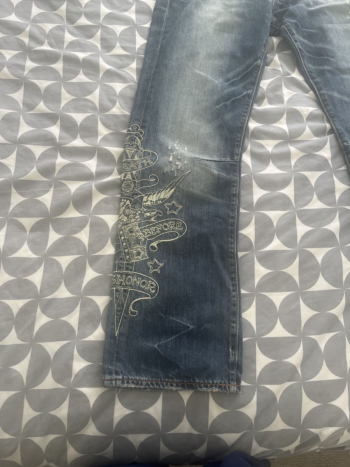 Ed Hardy Ed Hardy Embroidered Stone-washed Jeans Size US 32 / EU 48 - 6 Thumbnail
