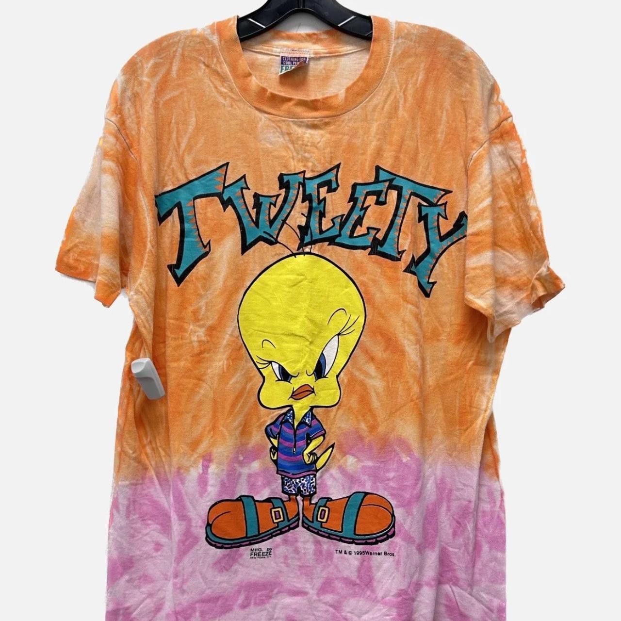 image of 1995 Tie-Dye "tweety" Tee in Pink, Men's (Size Large)