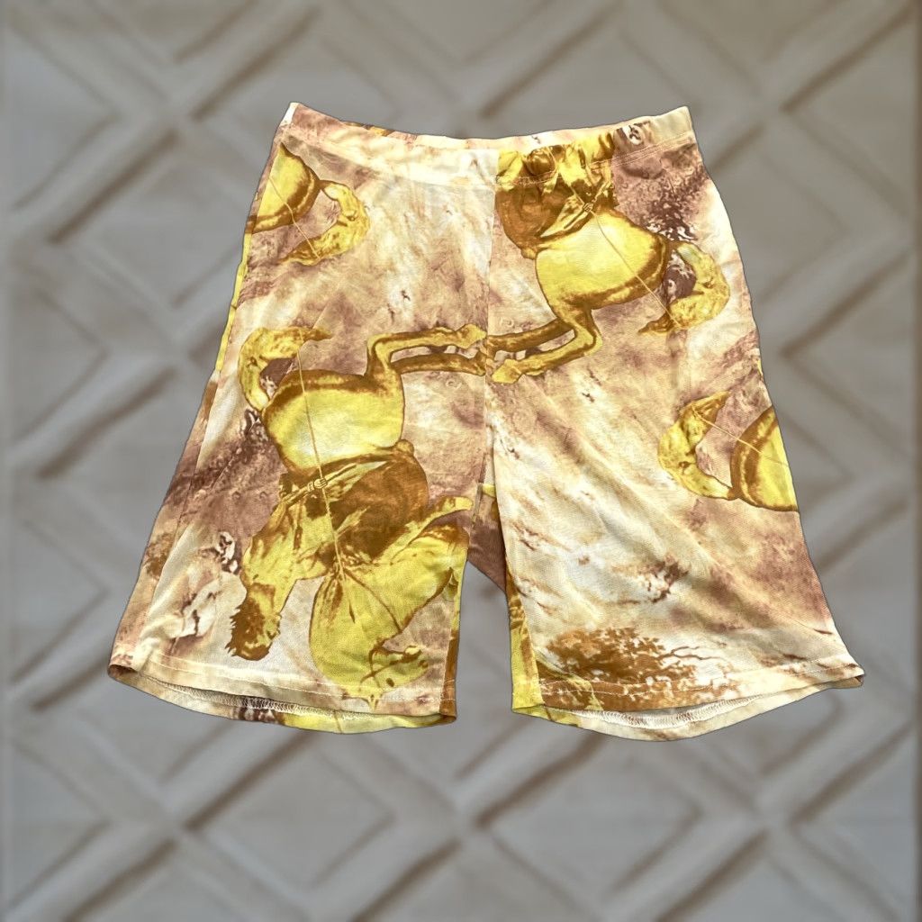 Vintage Unbranded Sweat Shorts Womens 2XL Brown Gold Stretch Casual Polyester Elastic Size 28" / US 6 / IT 42 - 1 Thumbnail