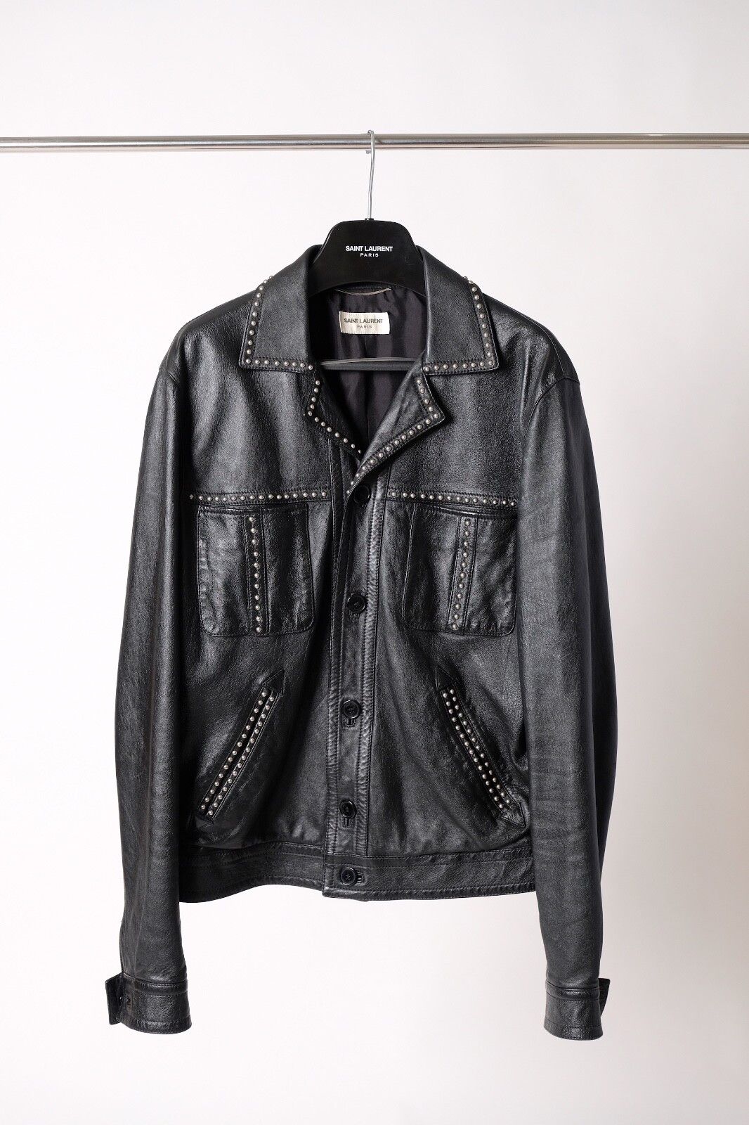 Saint Laurent Paris saint laurent paris studded black leather jacket stud biker Size US M / EU 48-50 / 2 - 2 Thumbnail