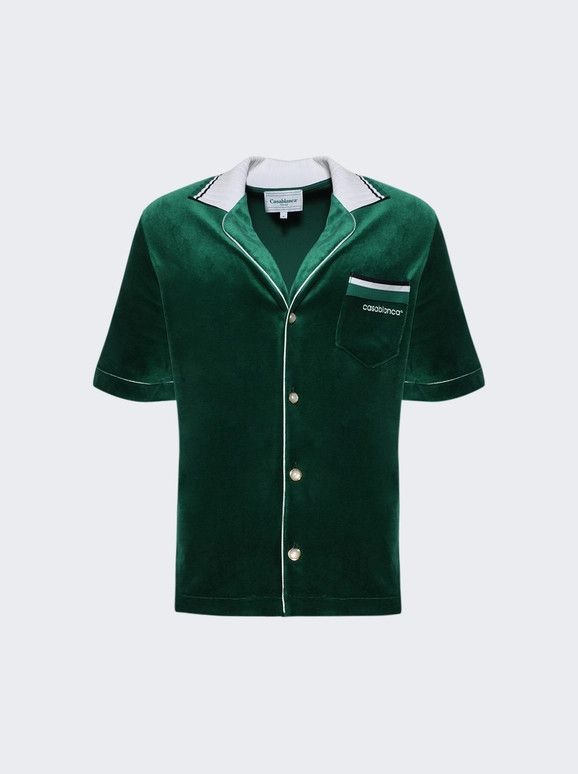 Casablanca o1mle0326 Short Sleeved Velour Shirt in Evergreen Size US S / EU 44-46 / 1 - 1 Preview