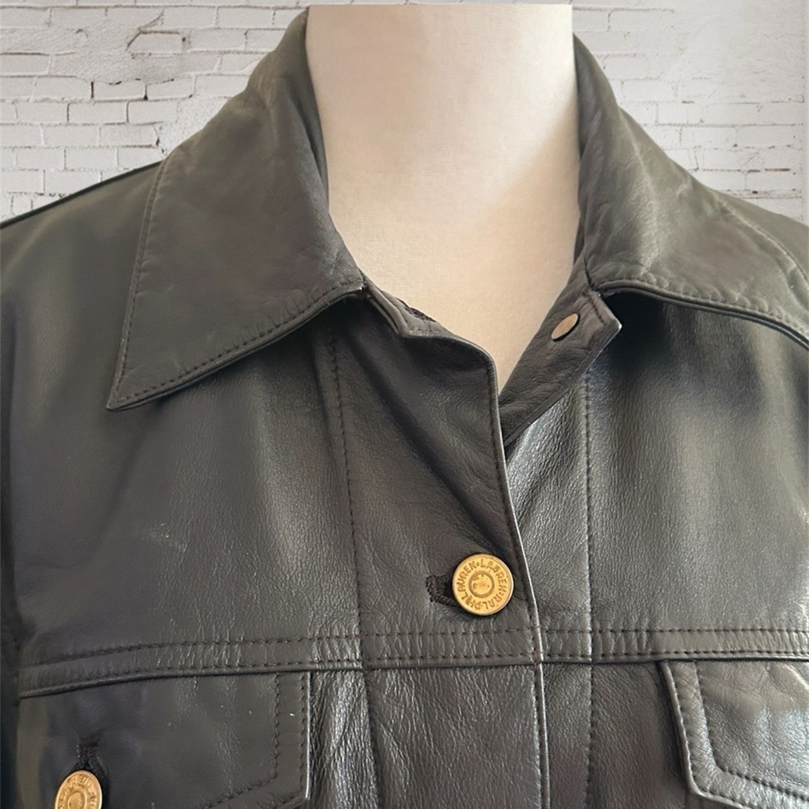 Ralph Lauren RALPH LAUREN Vintage 100% Leather Jacket Blue & Gold S Size S / US 4 / IT 40 - 6 Thumbnail