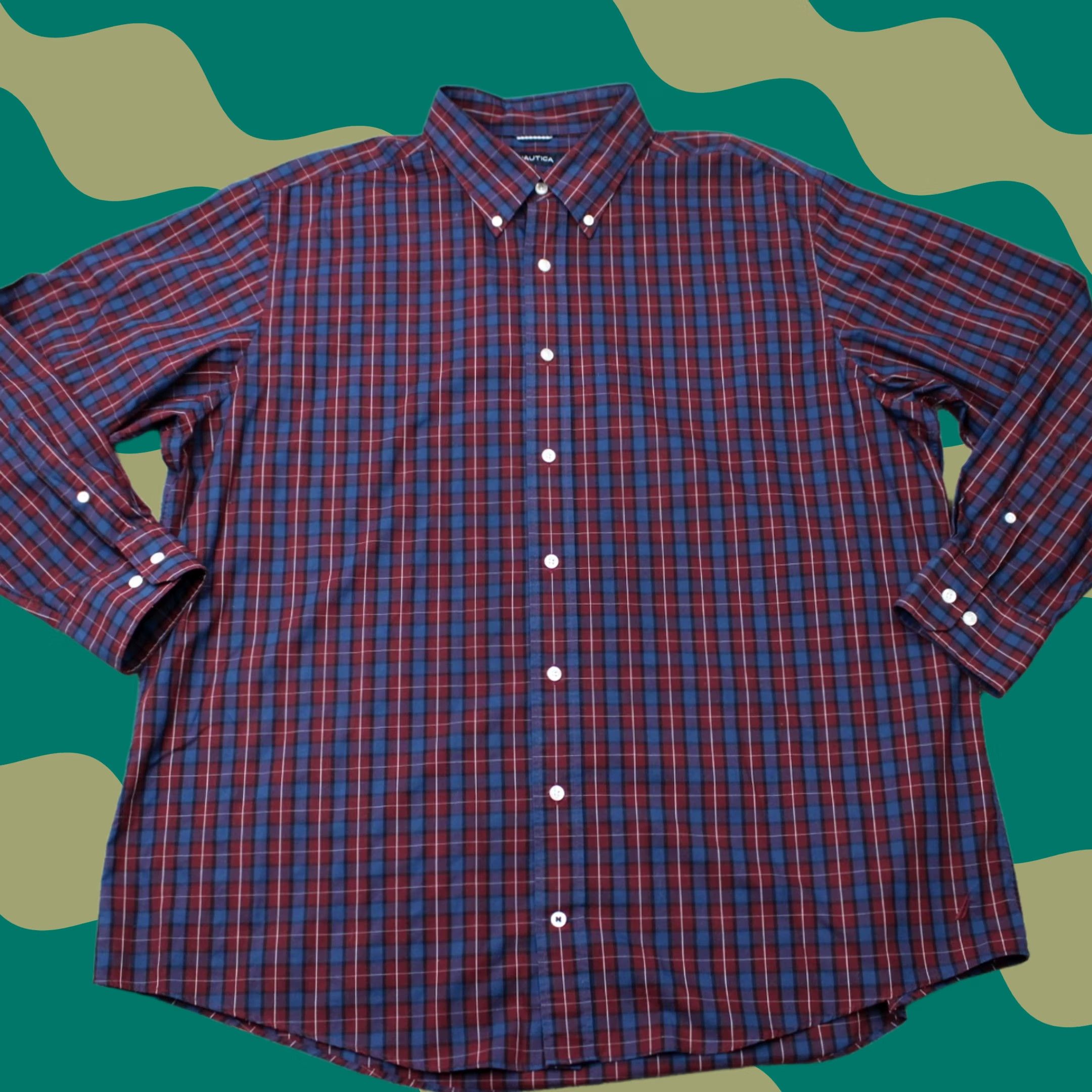 Nautica Nautica Shirt Men 2XL XXL Blue/Red Checkered 100% Cotton Long Sleeve Button Down Shirt Mens 2XL XXL Blue Red Checkered Cotton Button-Up Size US XXL / EU 58 / 5 - 1 Thumbnail