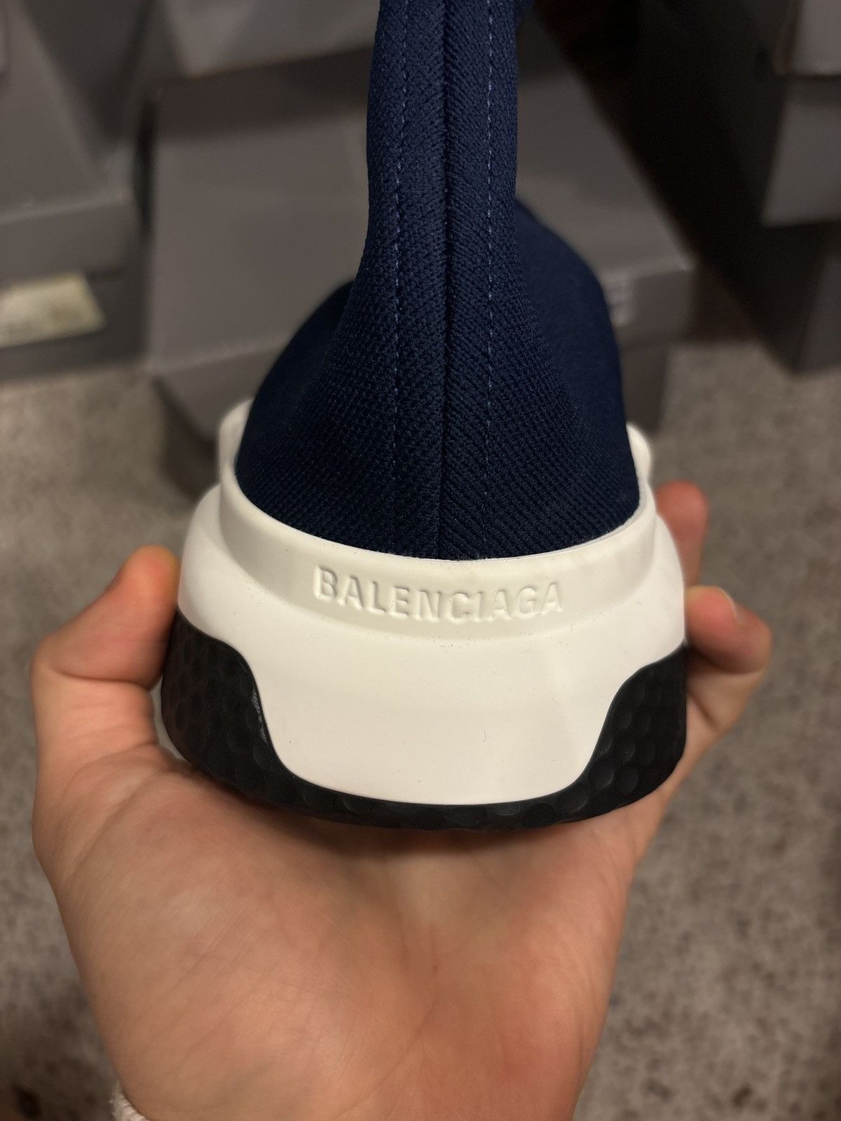 Balenciaga Balenciaga Navy High Top Speed Runners Sneakers Size US 14 / EU 47 - 5 Thumbnail