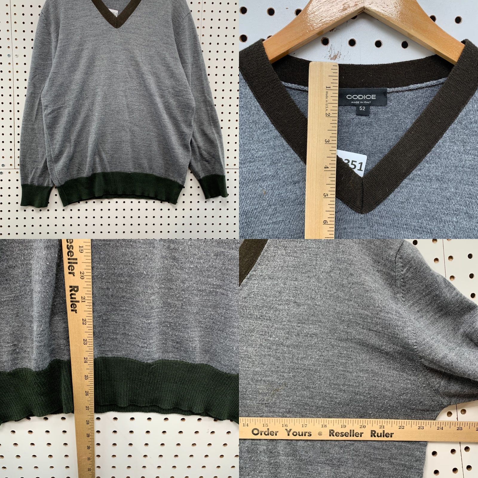 Vintage VINTAGE Codice Merino Wool V-Neck Sweater XL Gray Purple Mens 90s Pullover Size US XL / EU 56 / 4 - 8 Thumbnail