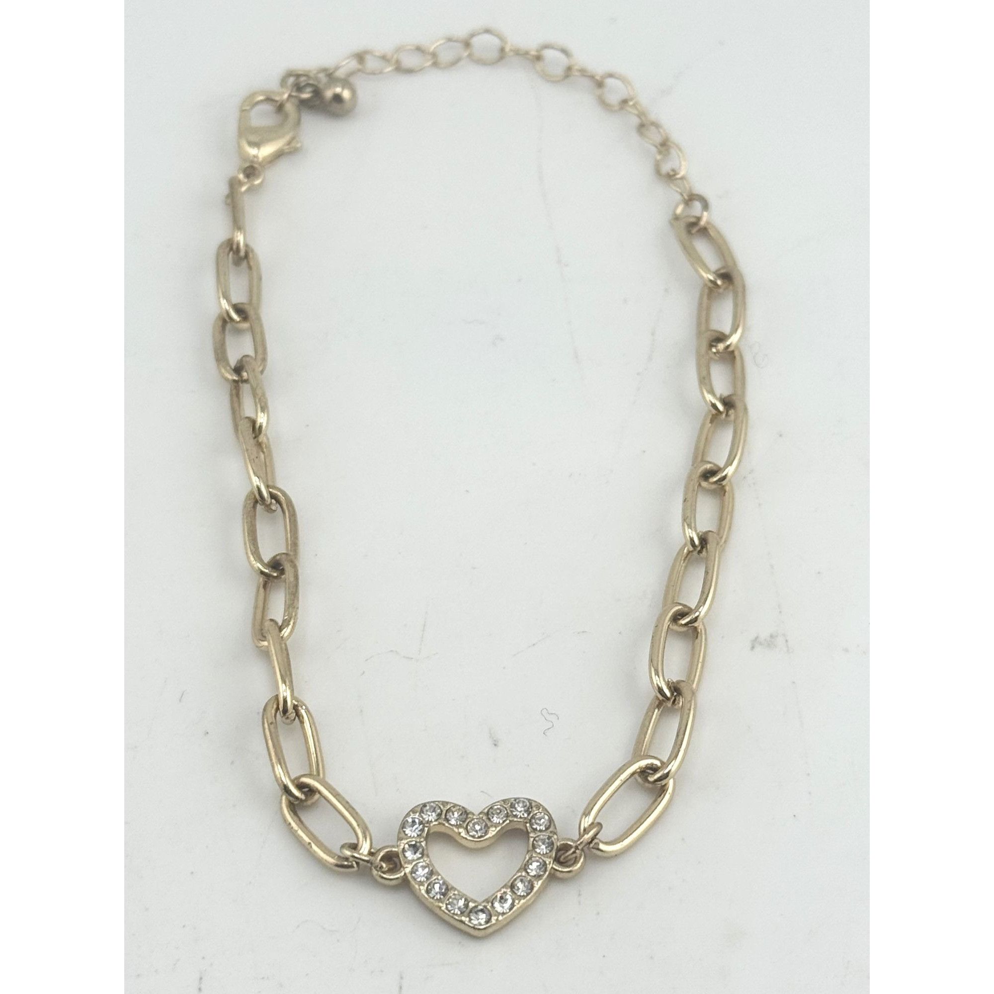 Vintage Vintage gold tone rhinestone heart bracelet Size ONE SIZE - 1 Thumbnail