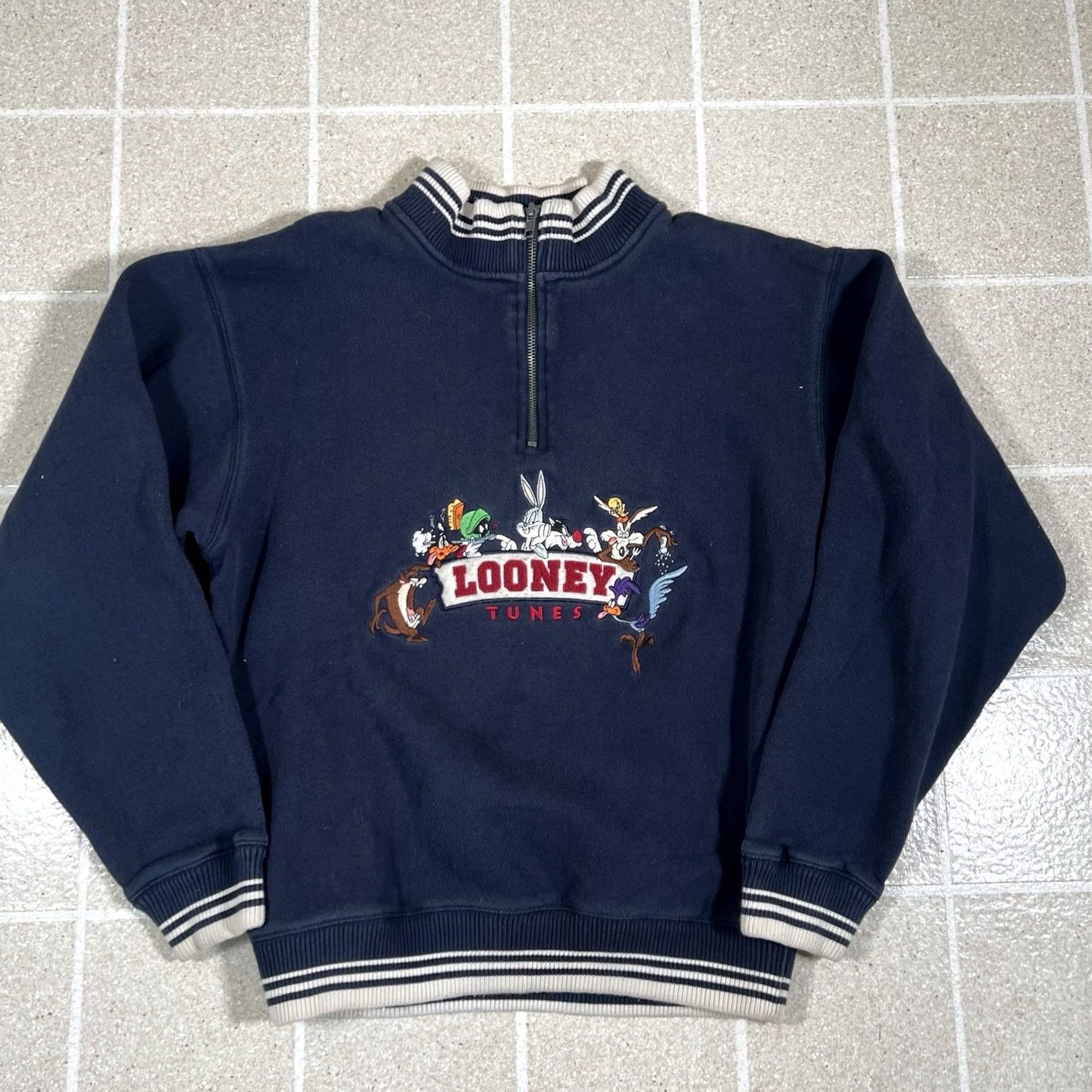 Vintage VINTAGE Warner Bros. Looney Tunes Sweatshirt XS Pullover 1/4 Zip Blue Men XS Size US XS / EU 42 / 0 - 2 Thumbnail