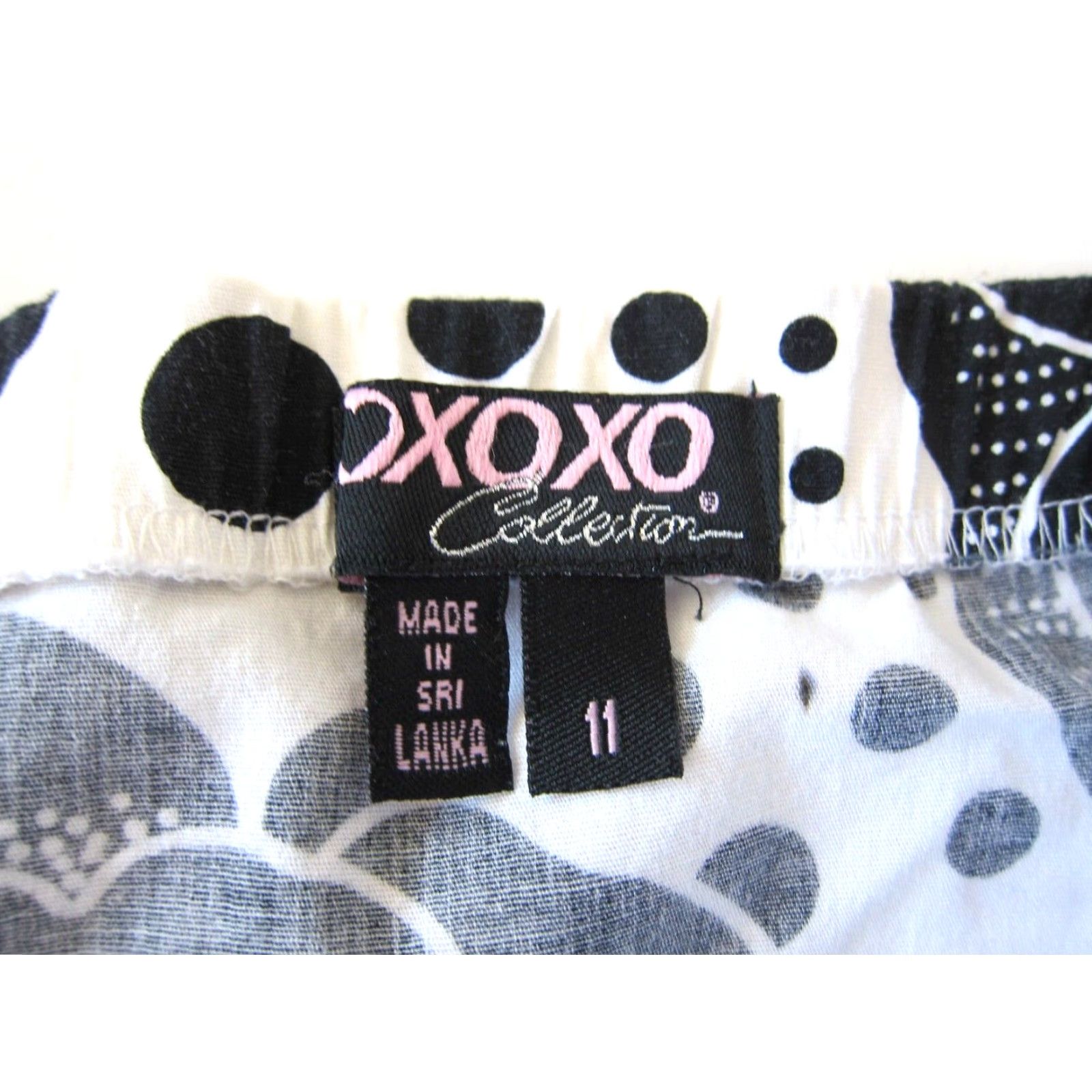 Vintage VINTAGE XOXO Collection Black White Polka Dot Floral Cotton Stretch Strapless Dress 11/L Size L / US 10 / IT 46 - 6 Thumbnail