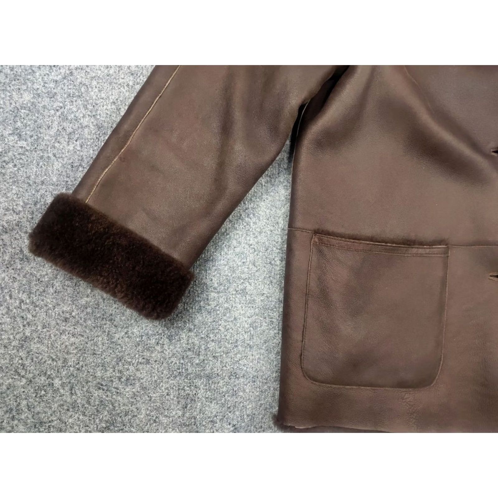 Gallotti VINTAGE Gallotti Bacis Italy Design Brown Leather Shearling Fur-Lined Coat Jacket Mens Leather Jacket Wool Lined Winter 80s 90s Size US M / EU 48-50 / 2 - 7 Thumbnail