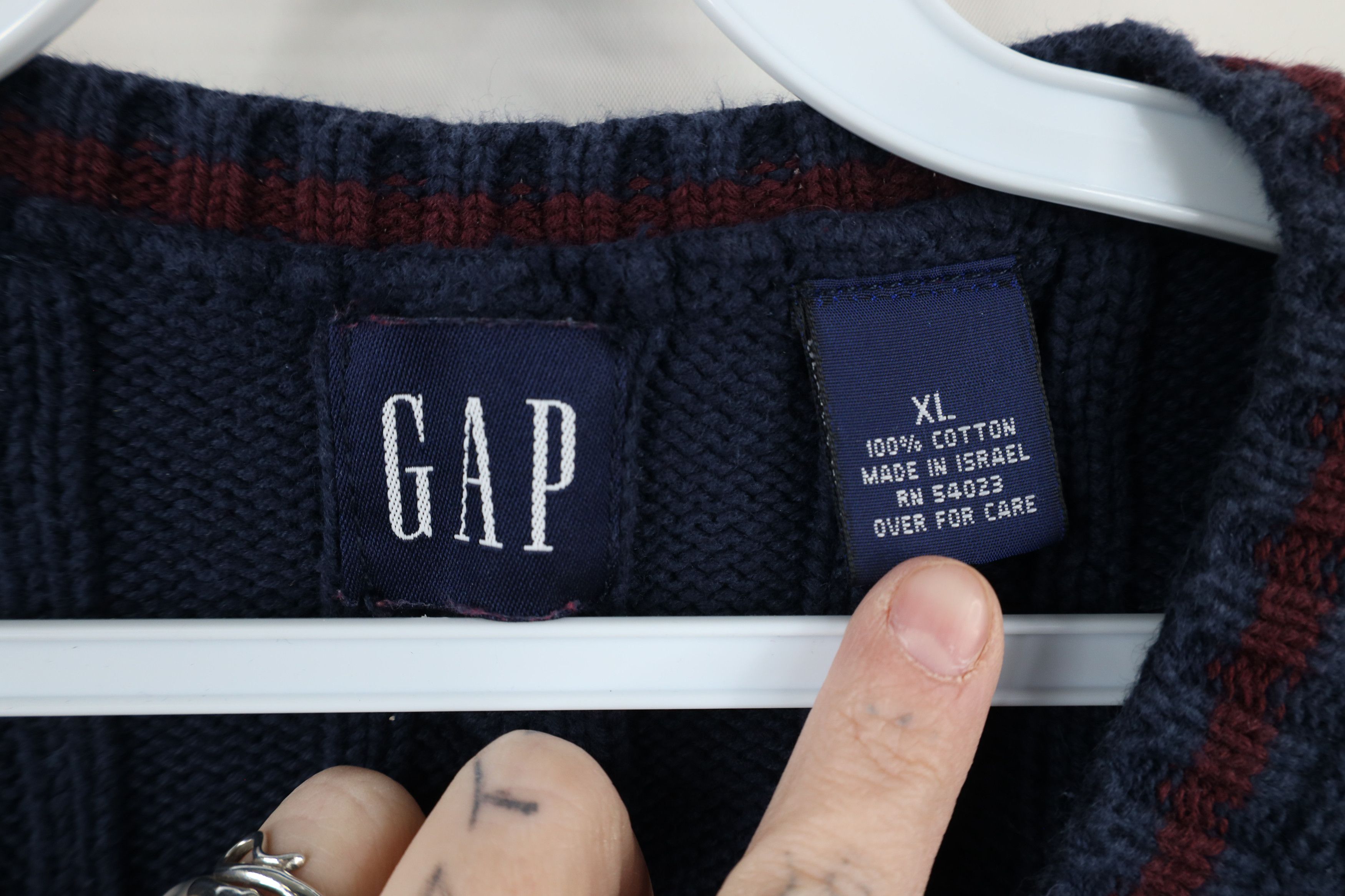 Gap × Vintage Vintage 90s Gap Cable Knit V-Neck Sweater Vest Blue Cotton Size US XL / EU 56 / 4 - 4 Thumbnail