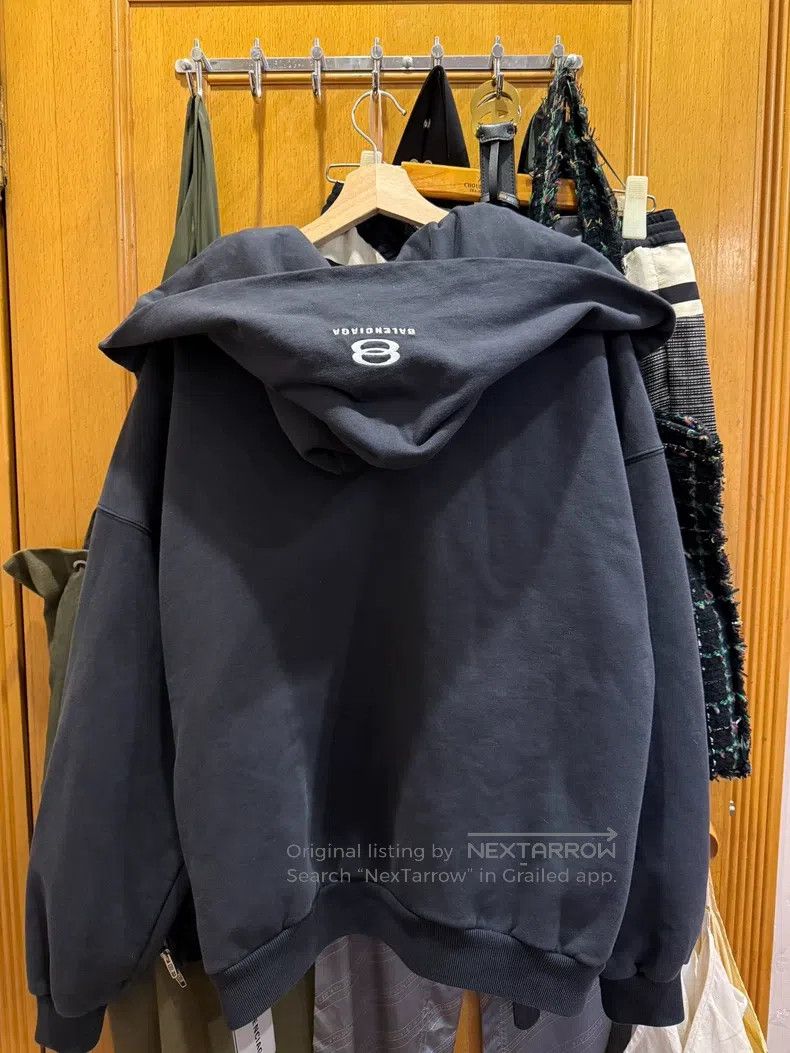 Balenciaga Balenciaga Black Four-Sleeve Mock Two-Piece Hooded Zip-Up Size US S / EU 44-46 / 1 - 2 Thumbnail