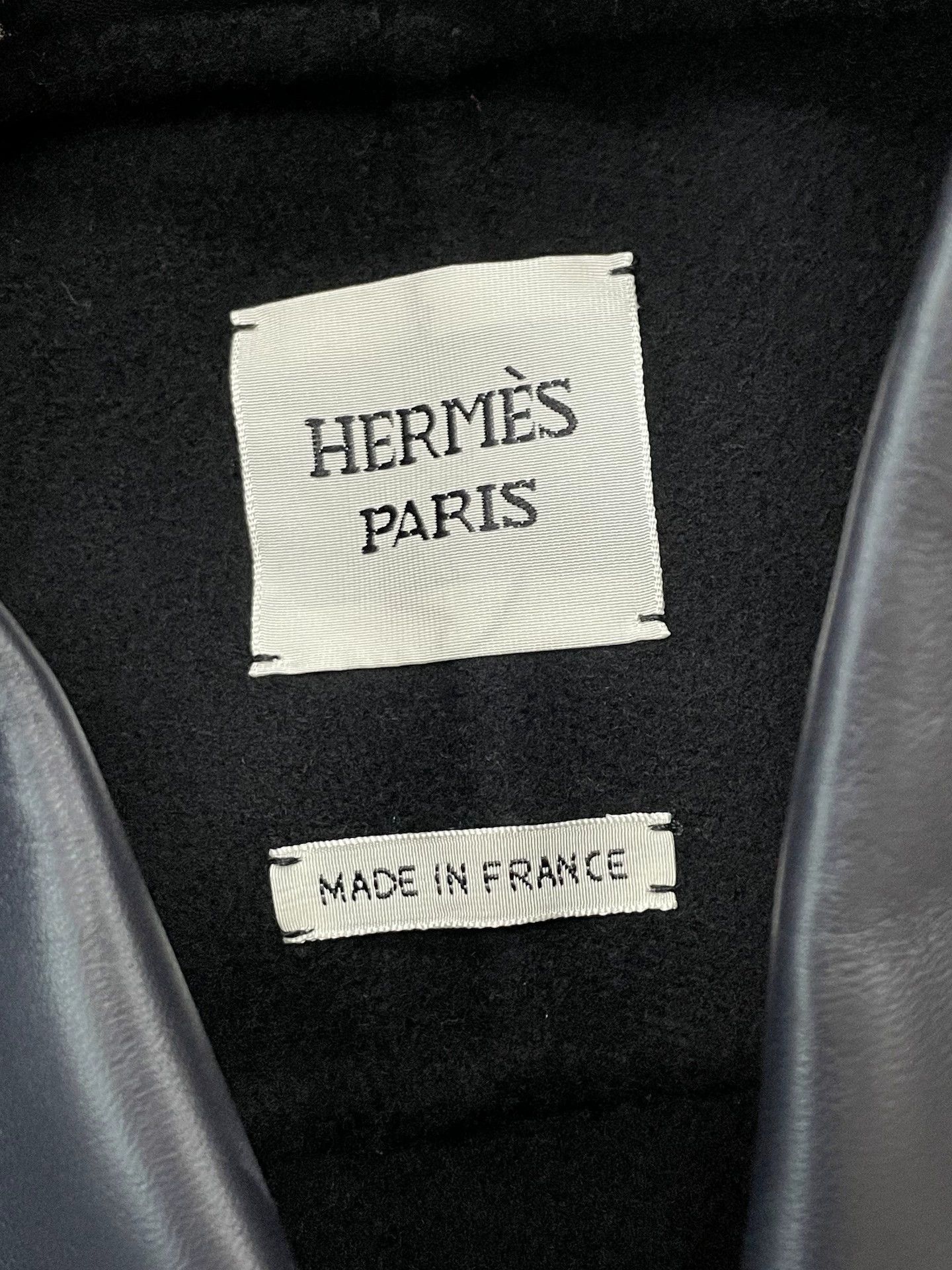 Hermes Hermes 25 SS Navy Blue Leather Panel Cashmere Jacket FR38 Size S / US 4 / IT 40 - 3 Thumbnail