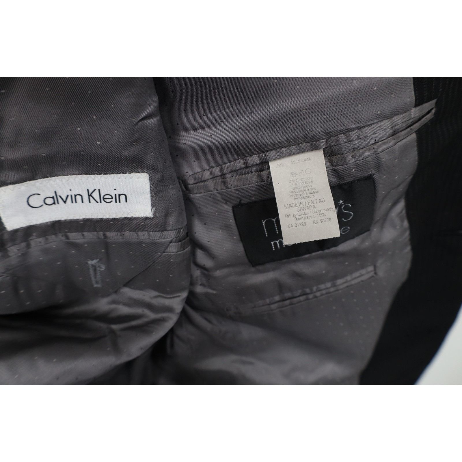 Calvin Klein Vintage Calvin Klein 2 Piece Wool Suit Wedding Black Size 44R - 6 Thumbnail