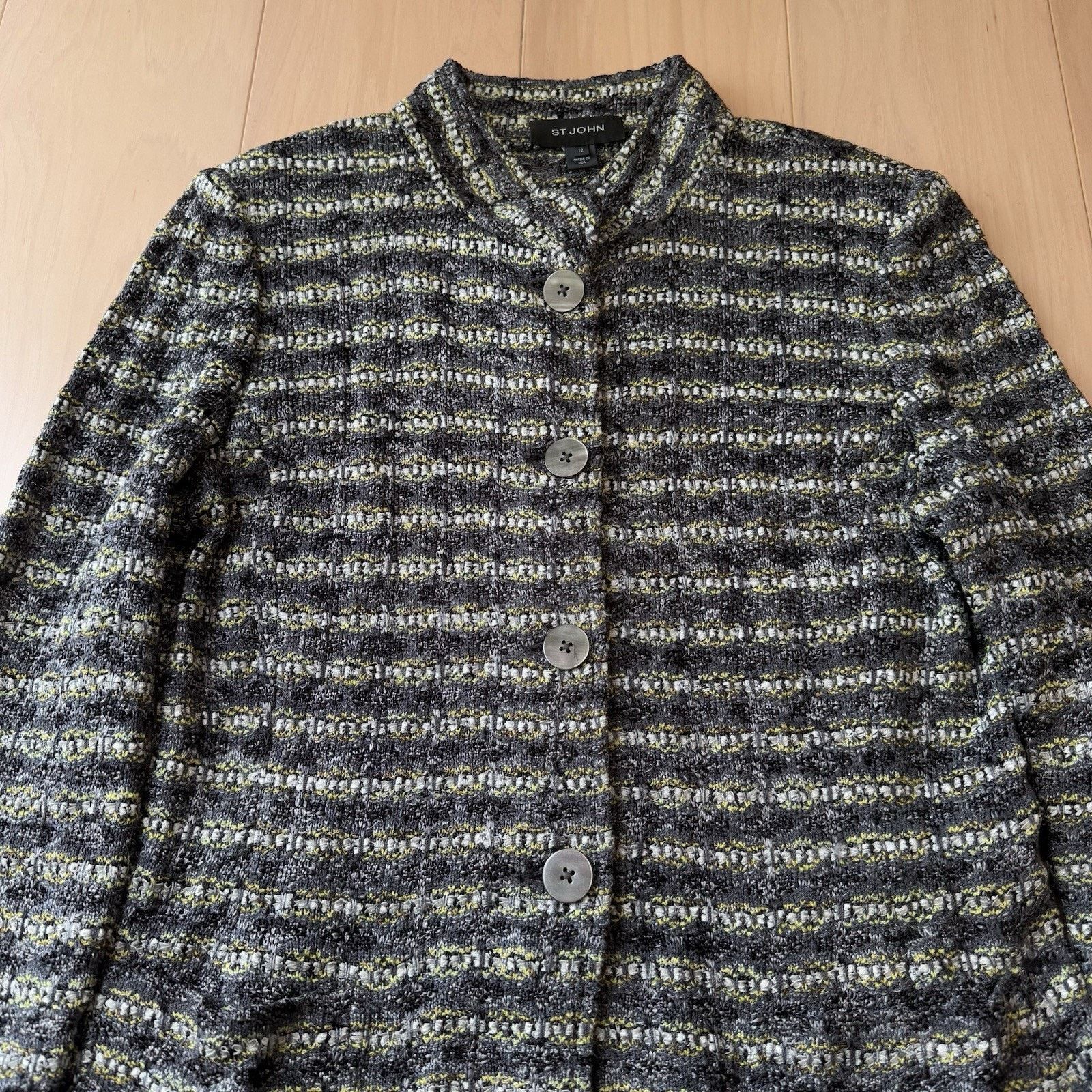 Salvatore Ferragamo St John Suit Jacket Women's 12 Multicolor Knit Cardigan Size XL / US 12-14 / IT 48-50 - 3 Thumbnail