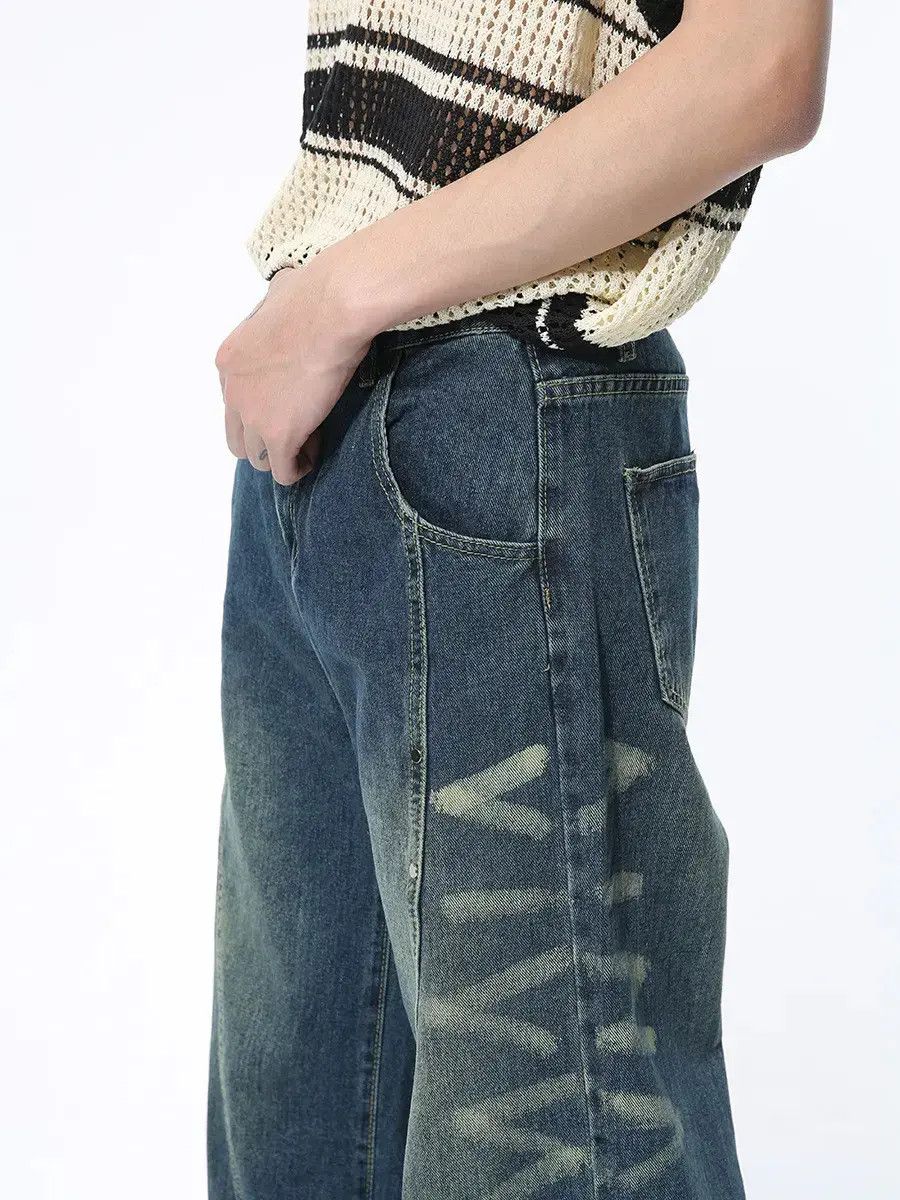 Japanese Brand Retro loose washed straight leg jeans Size US 32 / EU 48 - 4 Thumbnail