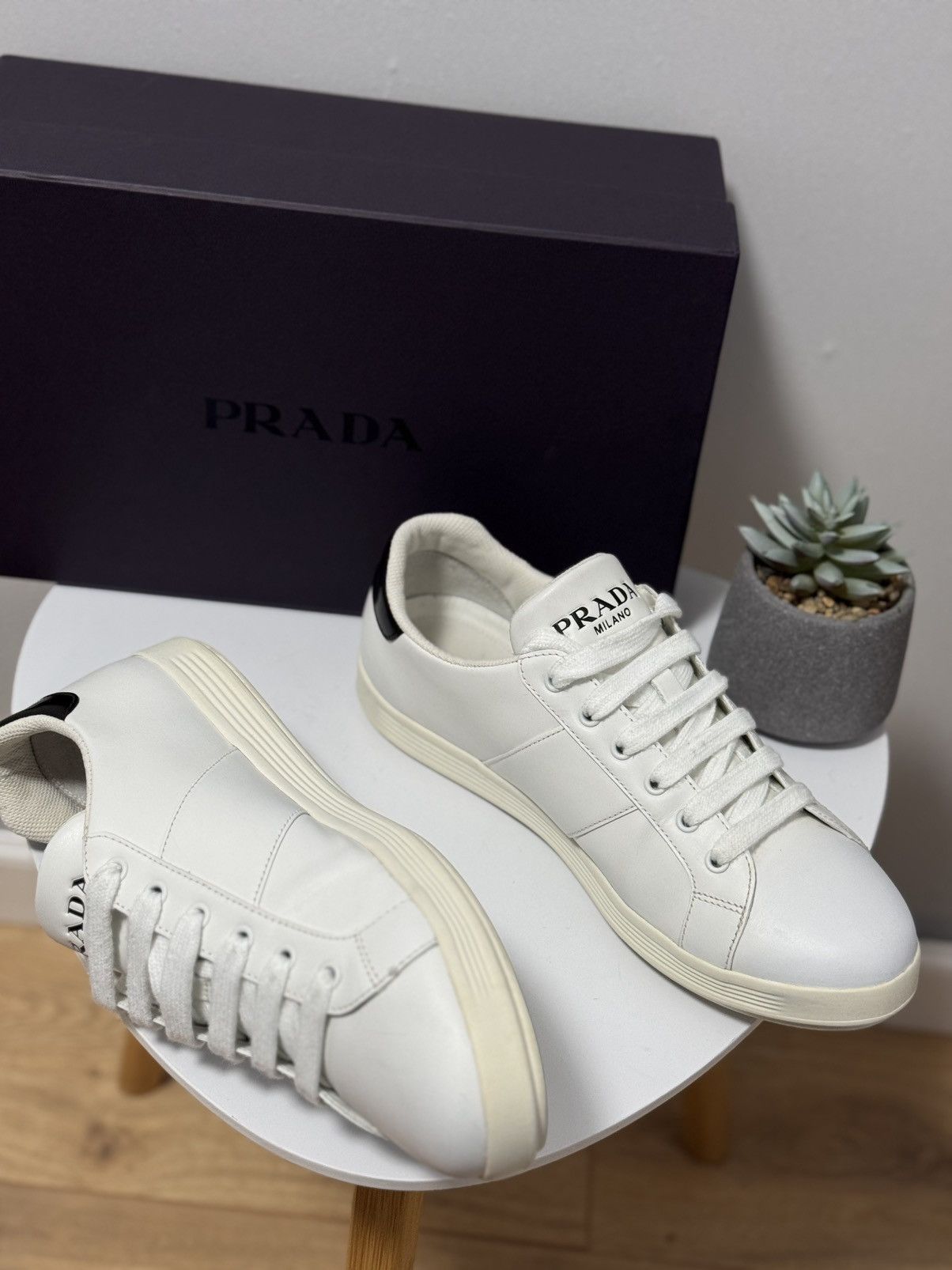 Prada Prada white leather sneakers men us 8 eur 41 Size US 8 / EU 41 - 4 Thumbnail
