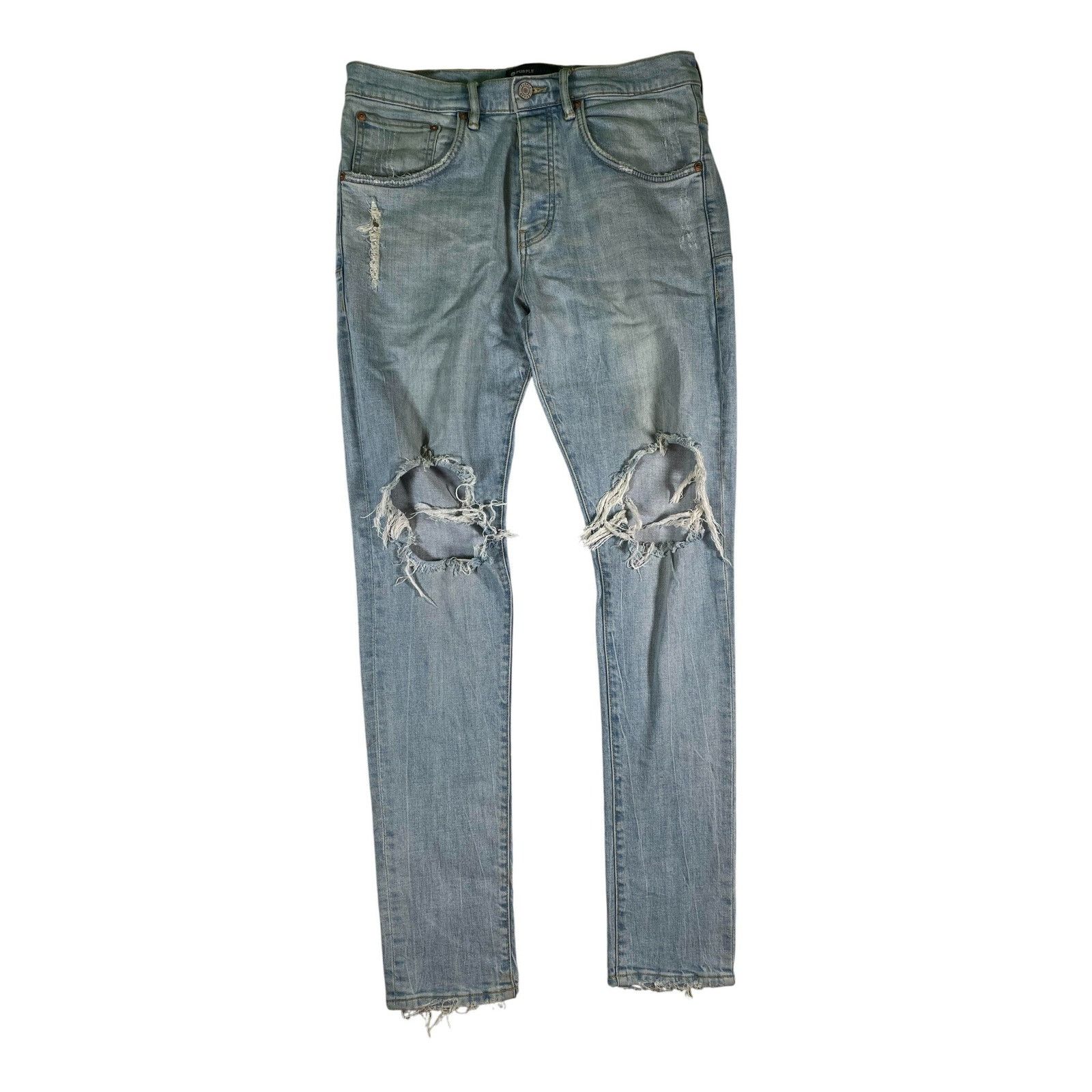 Purple Brand Purple Brand Knee Blowout Light Wash Jeans Size US 32 / EU 48 - 1 Thumbnail