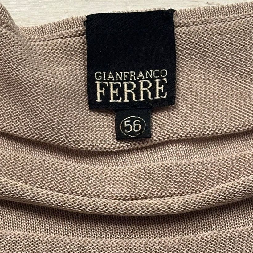 Gianfranco Ferre Archival Geometric Texture Knit Pullover IT 56 Beige Italian Size US XL / EU 56 / 4 - 2 Thumbnail