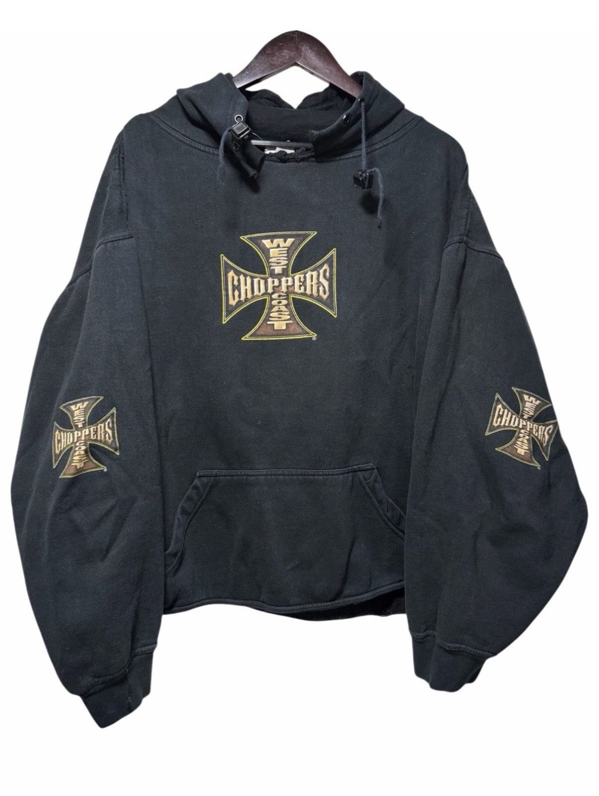 West Coast Choppers Vintage Y2K West Coast Choppers Iron Cross Hoodie Boxy Cropd Size US XL / EU 56 / 4 - 1 Thumbnail
