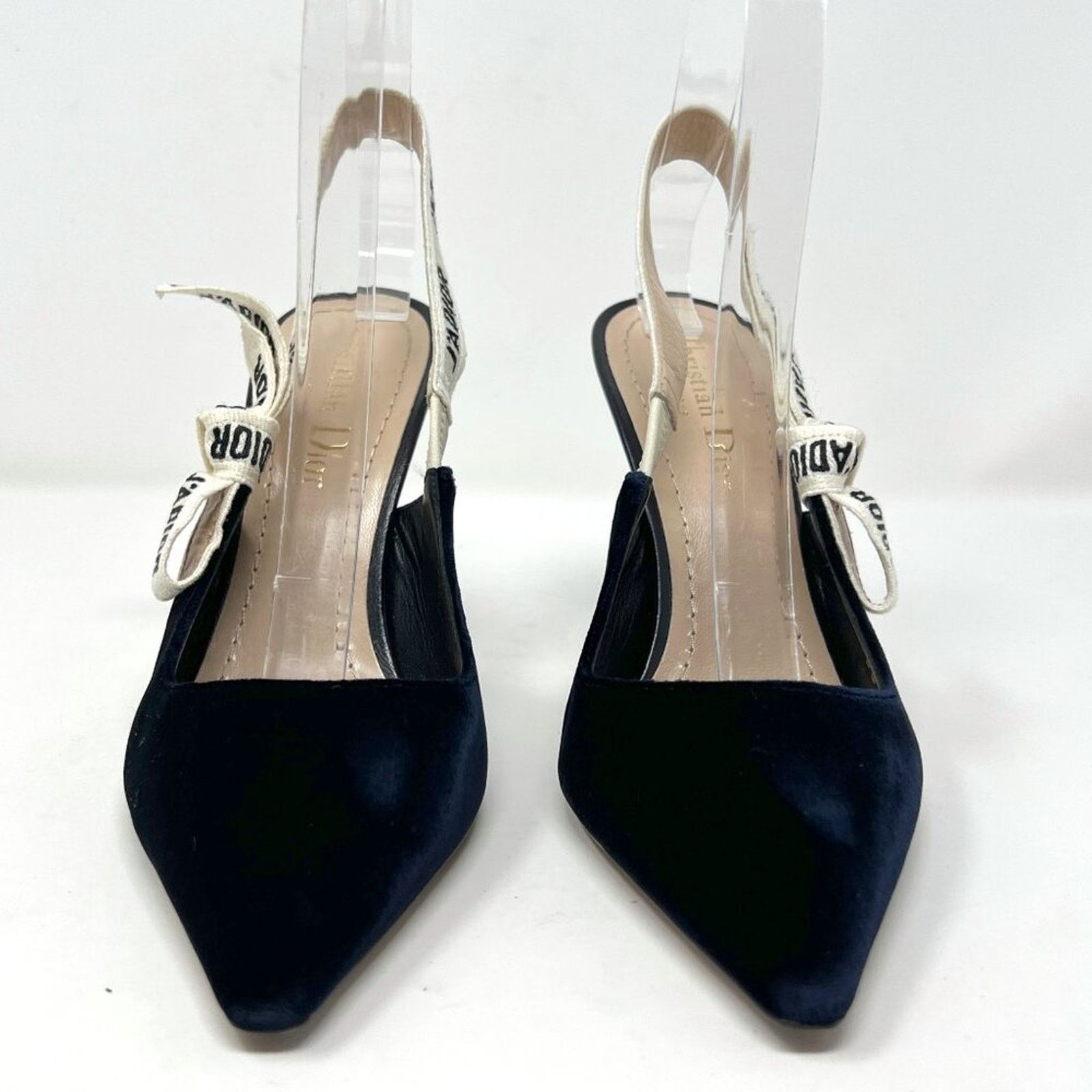 Dior Dior J'Adior Blue Velvet Slingback Pumps with Logo Straps Size US 6 / IT 36 - 4 Thumbnail
