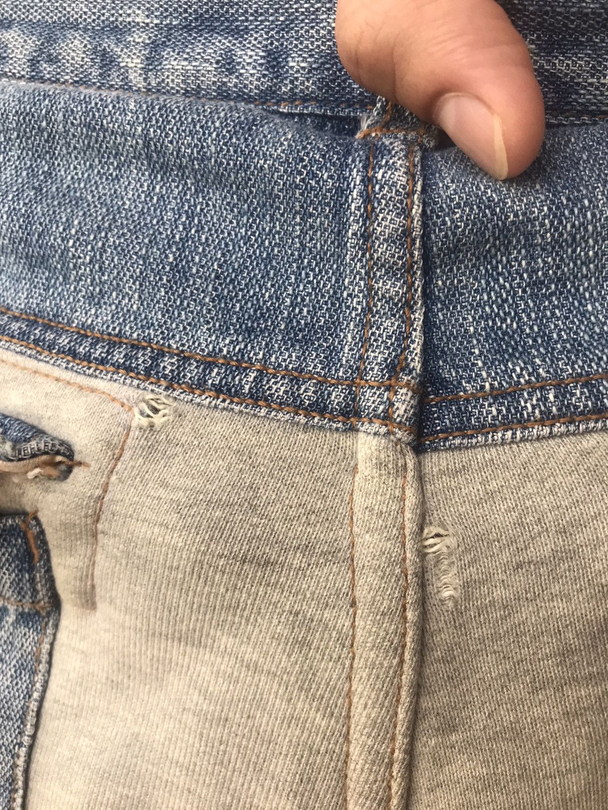 Vintage Gumu International Japan Distressed Hybrid Paint Denim Size US 34 / EU 50 - 12 Thumbnail