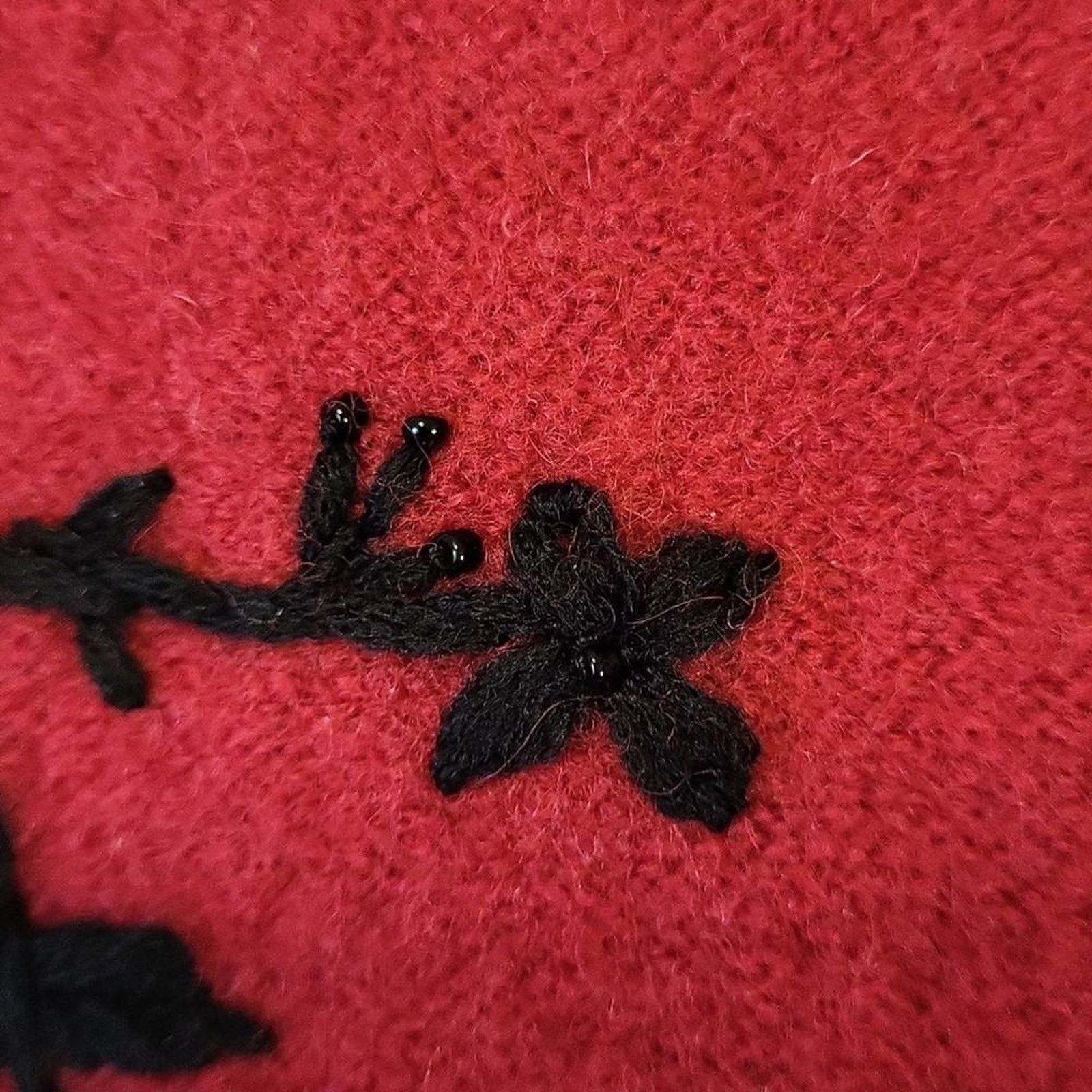 The Unbranded Brand Moonlight Bay Red Wool Jacket M Hand Embroidered Beaded Size M / US 6-8 / IT 42-44 - 10 Thumbnail