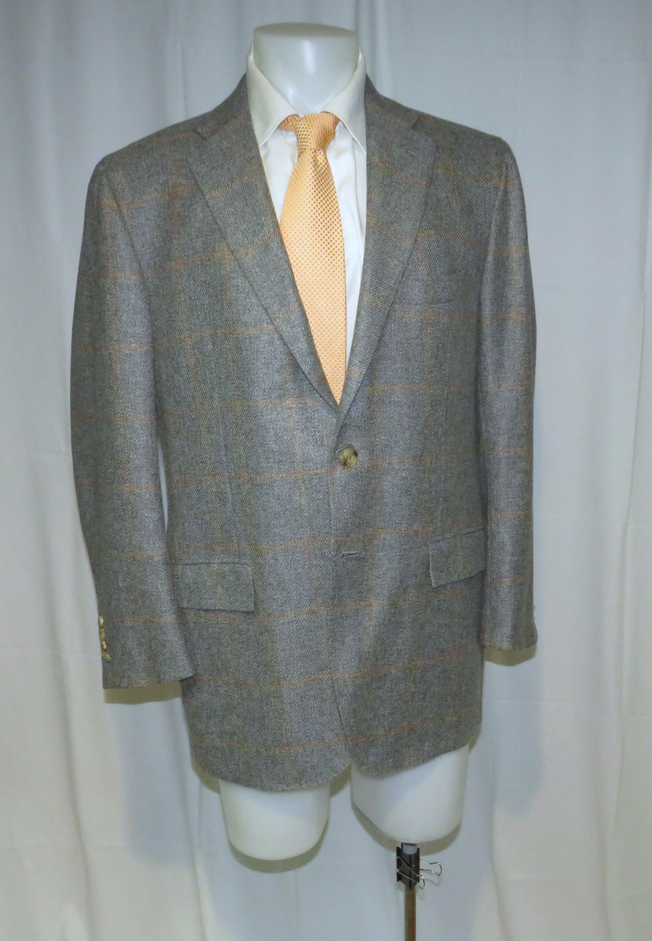 Kiton Gray Windowpane Cashmere Two Button Sport Coat 46L NWT $9300 Size 46L - 7 Thumbnail