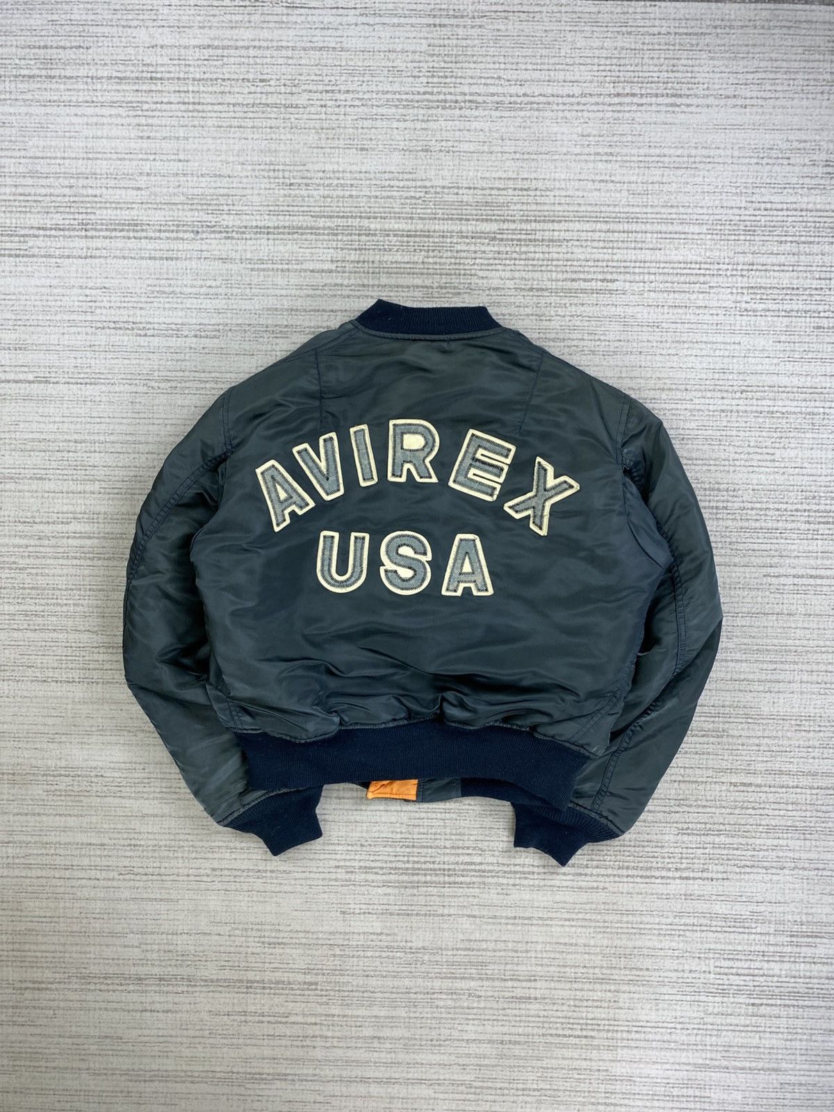 Pre-owned Avirex Vintage  Usa Big Spellout Embroidery Bomber Jacket In Green