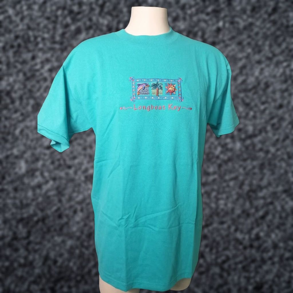 Vintage Vintage Desert Heat T-Shirt Mens L Green Embroidered Single Stitch USA 80s 90s Longboat Key Florida Crew Neck Short Sleeve Cotton Size US L / EU 52-54 / 3 - 1 Thumbnail
