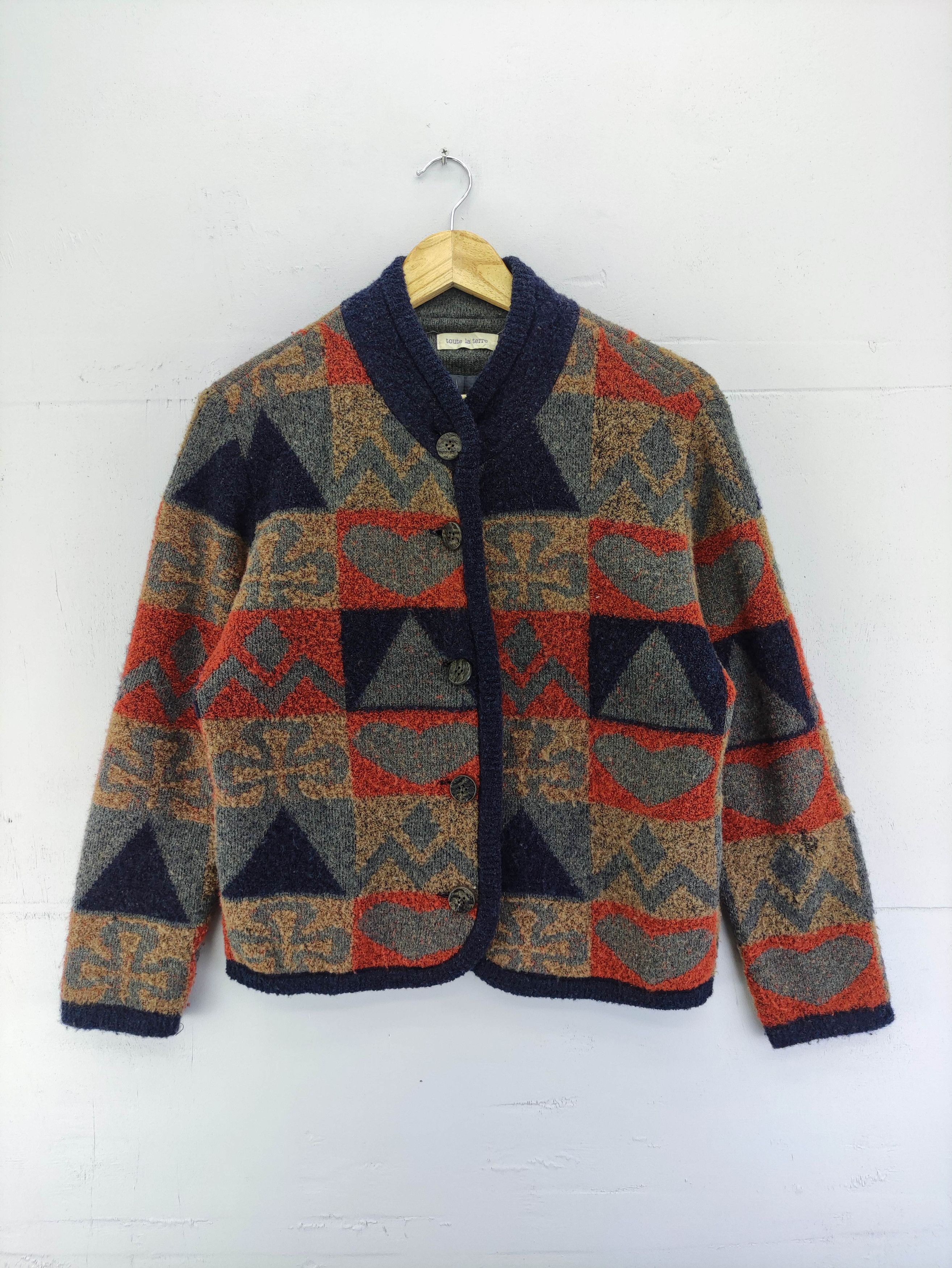 Vintage Vintage Toute La Terre Wool Cardigan Jacket Size M / US 6-8 / IT 42-44 - 1 Thumbnail