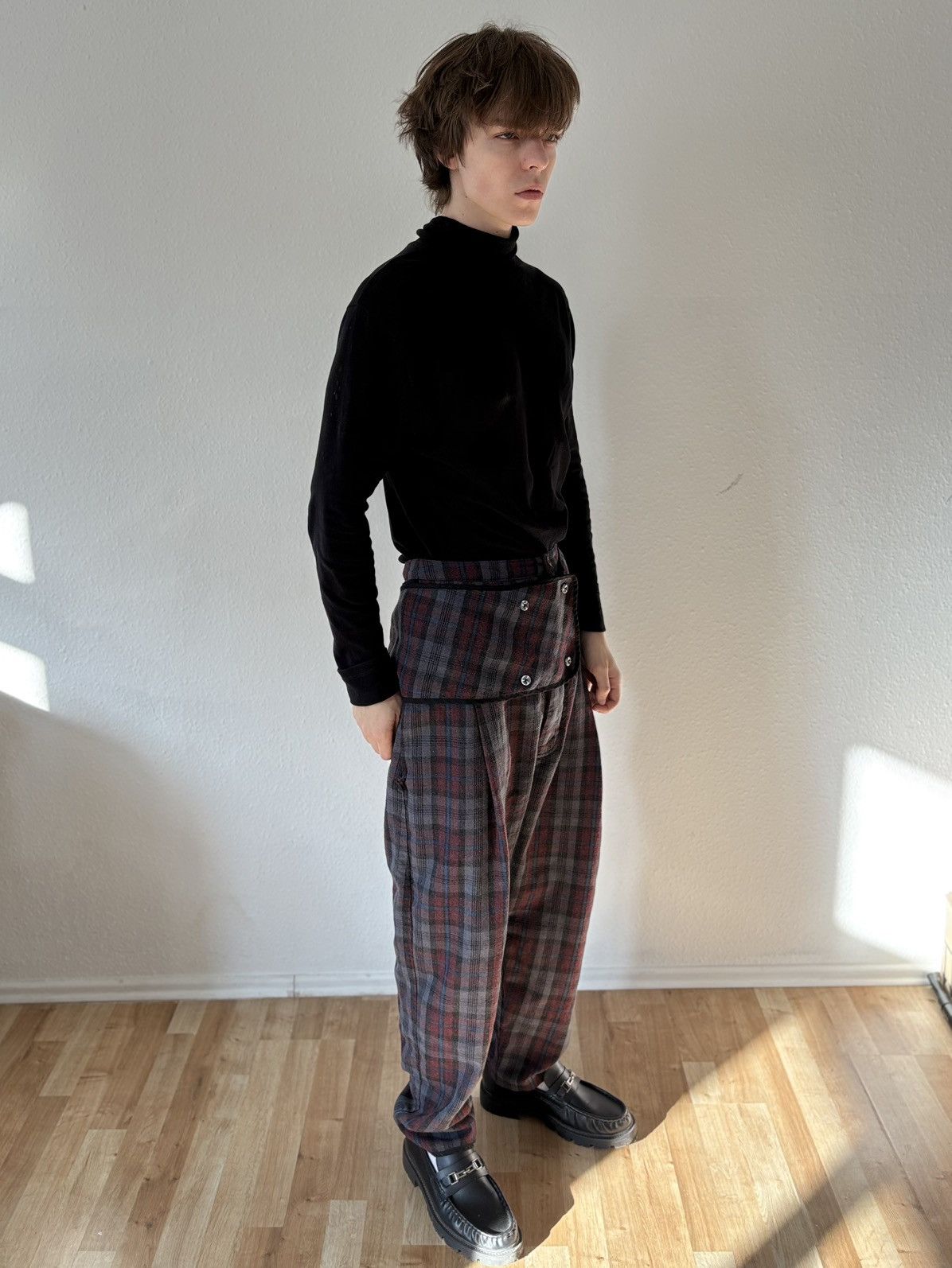 Henrik Vibskov 00s Vintage Henrik Vibskov Retro Plaid Trousers Pants Y2K Size US 35 - 3 Thumbnail