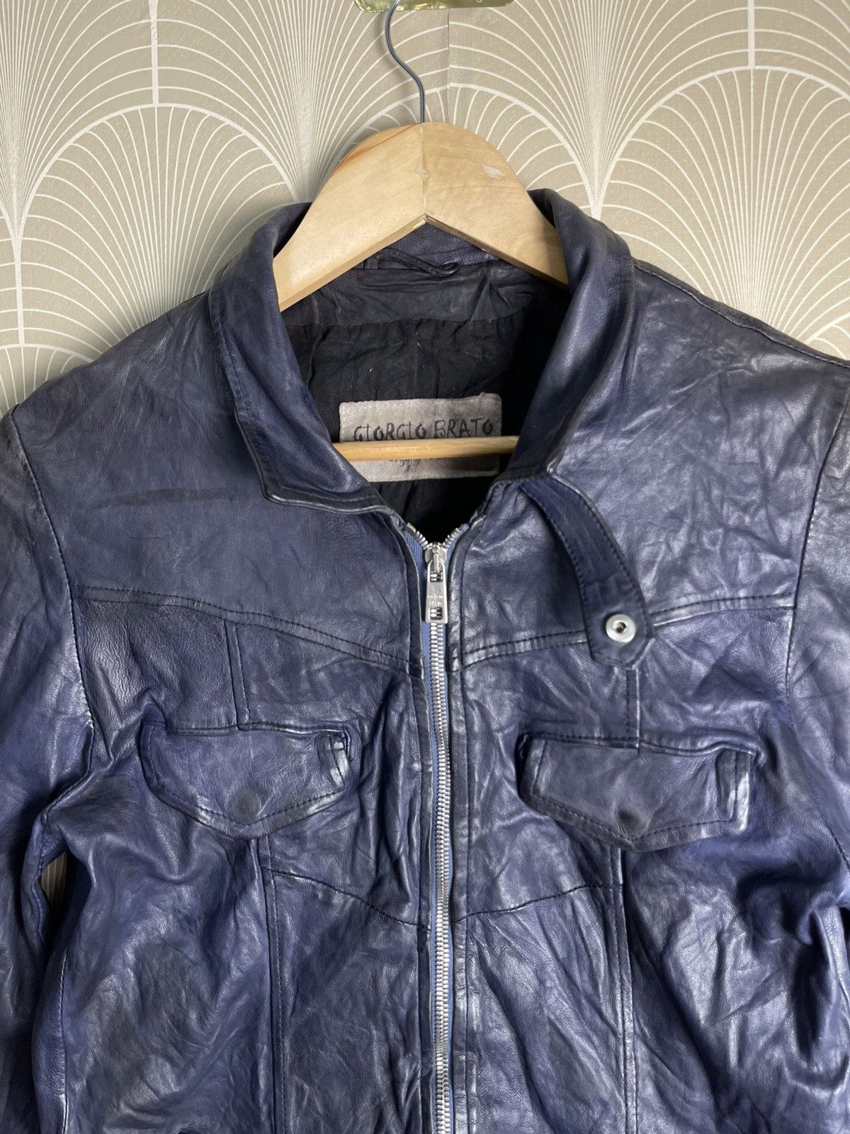 Giorgio Brato VINTAGE GIORGIO BRATO ORGANIC EDITION BIKER LEATHER JACKET Size US S / EU 44-46 / 1 - 8 Thumbnail