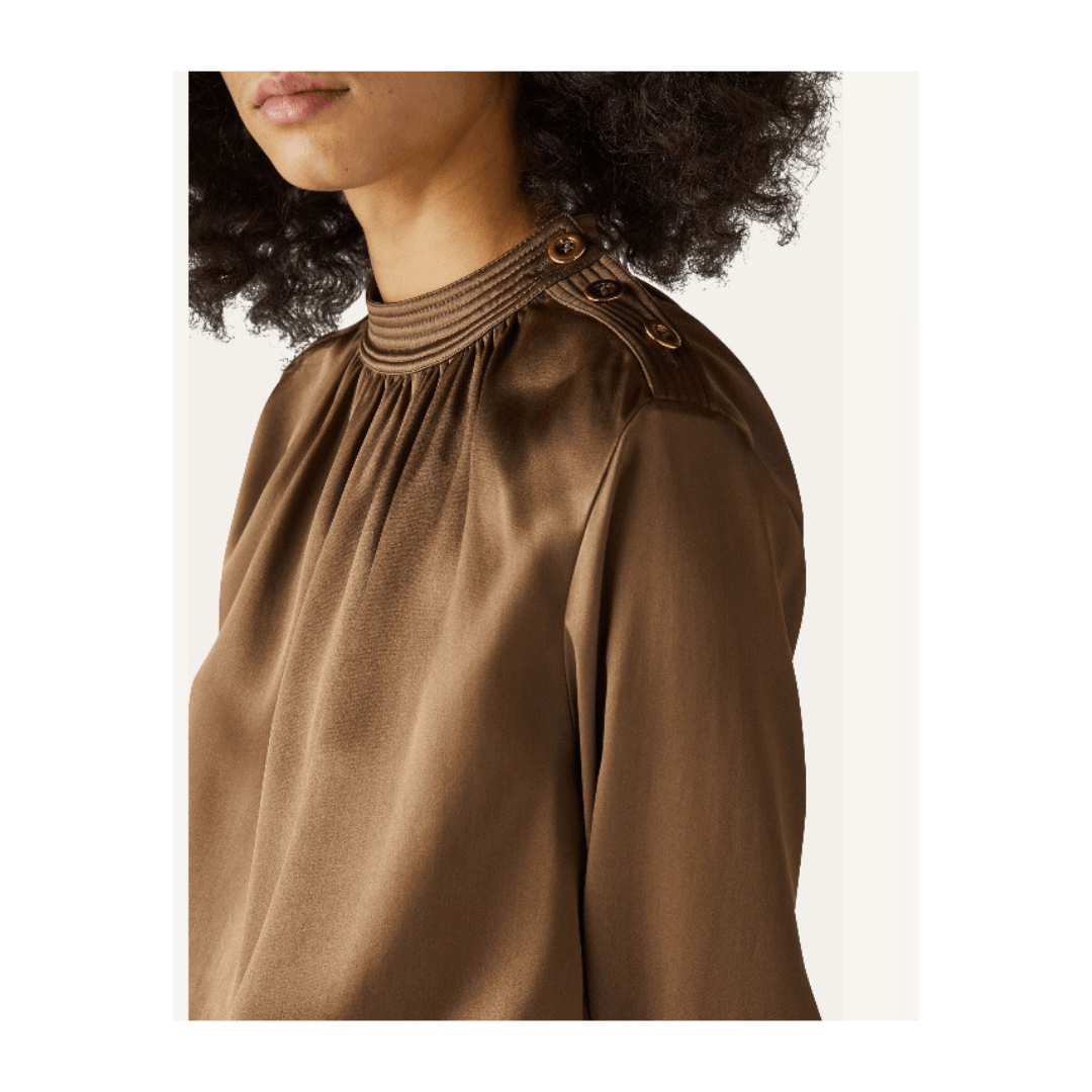 Loro Piana o1srvl11e1224 Cam Josephine Blouse in Brown Size XS / US 0-2 / IT 36-38 - 2 Thumbnail
