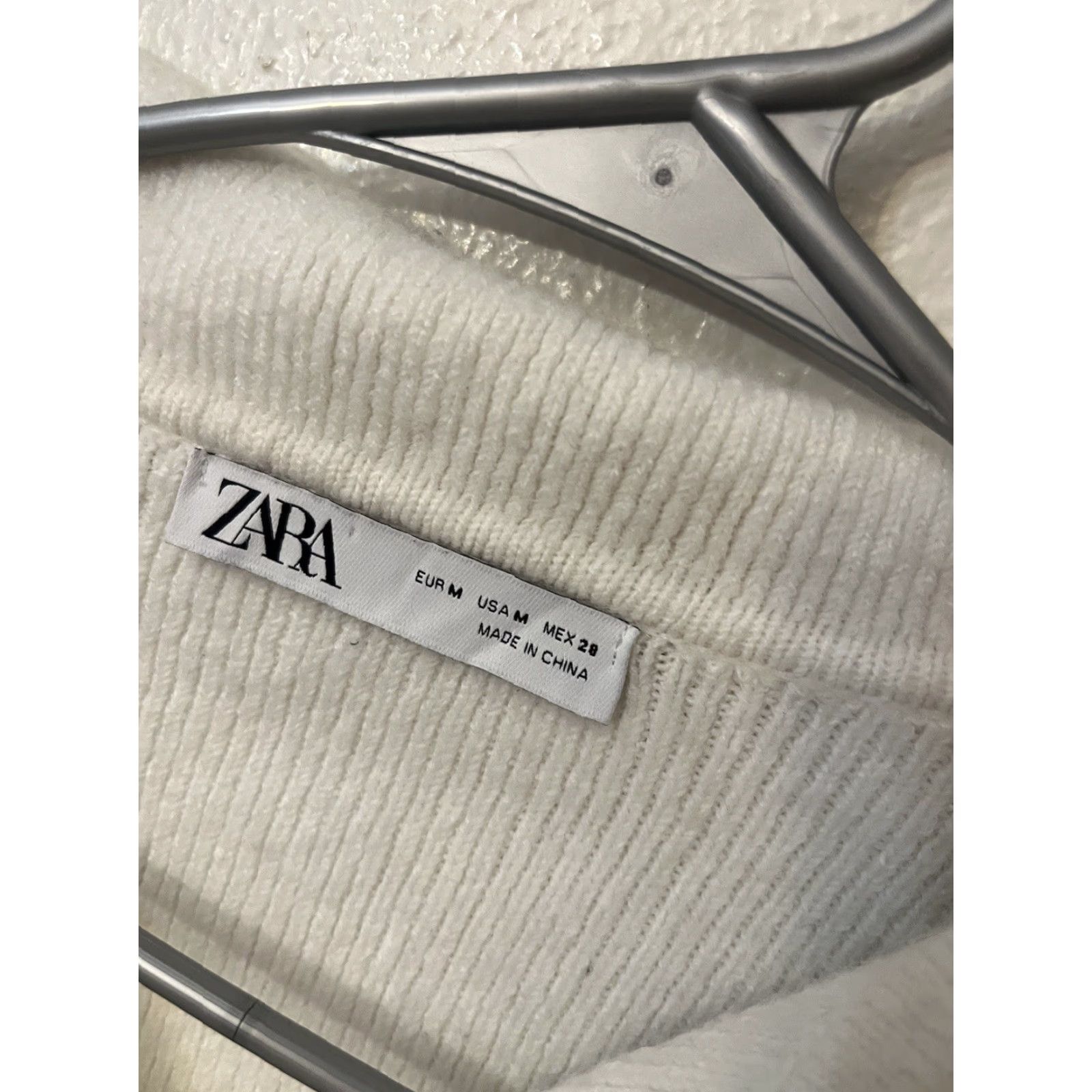Zara Zara Sweater Womens M Ribbed Knit Tie Open Back 3/4 Sleeve Pullover Top white Size M / US 6-8 / IT 42-44 - 2 Thumbnail