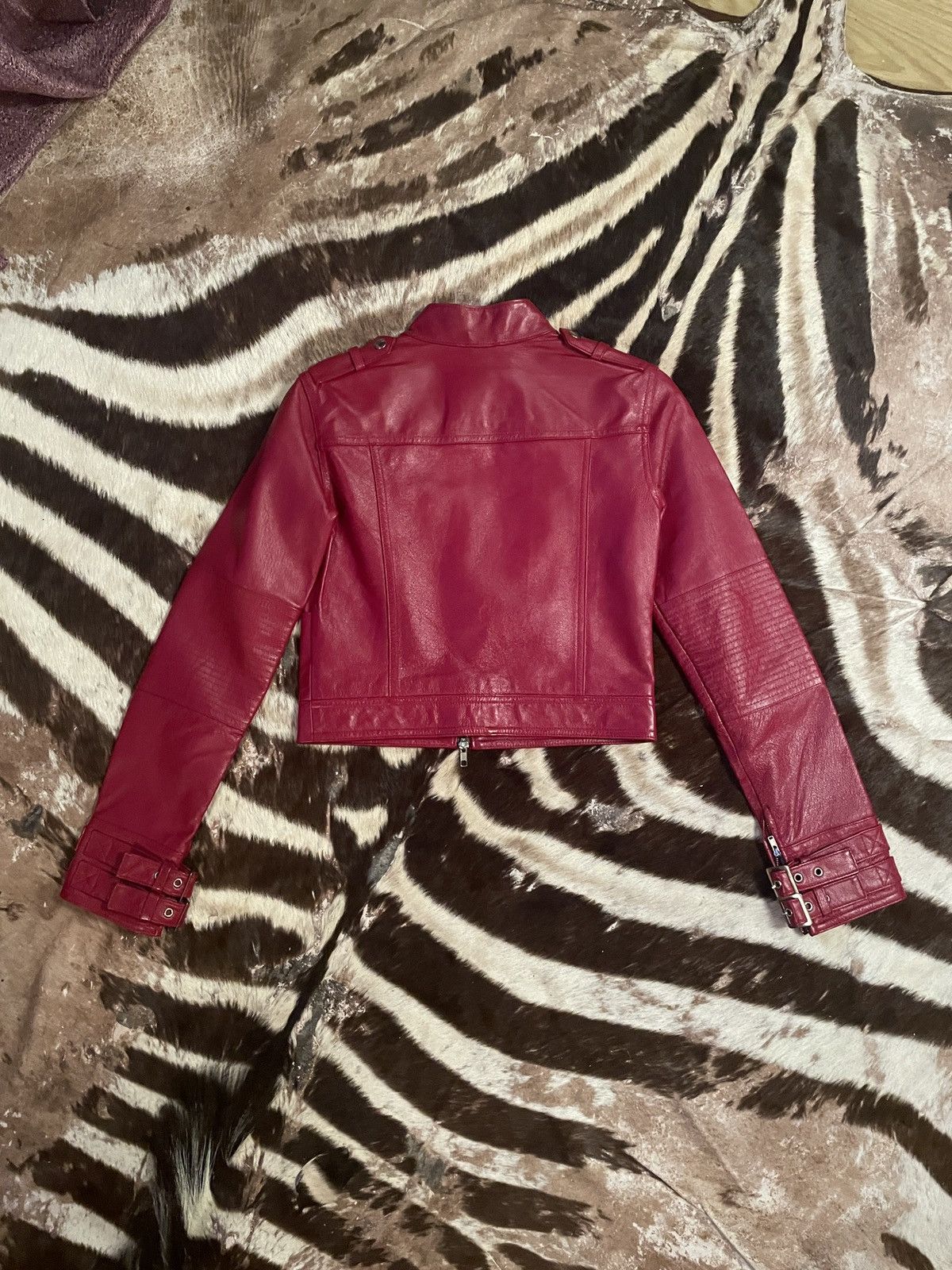 Vintage RED BUCKLE VINTAGE LEATHER JACKET Size S / US 4 / IT 40 - 2 Thumbnail