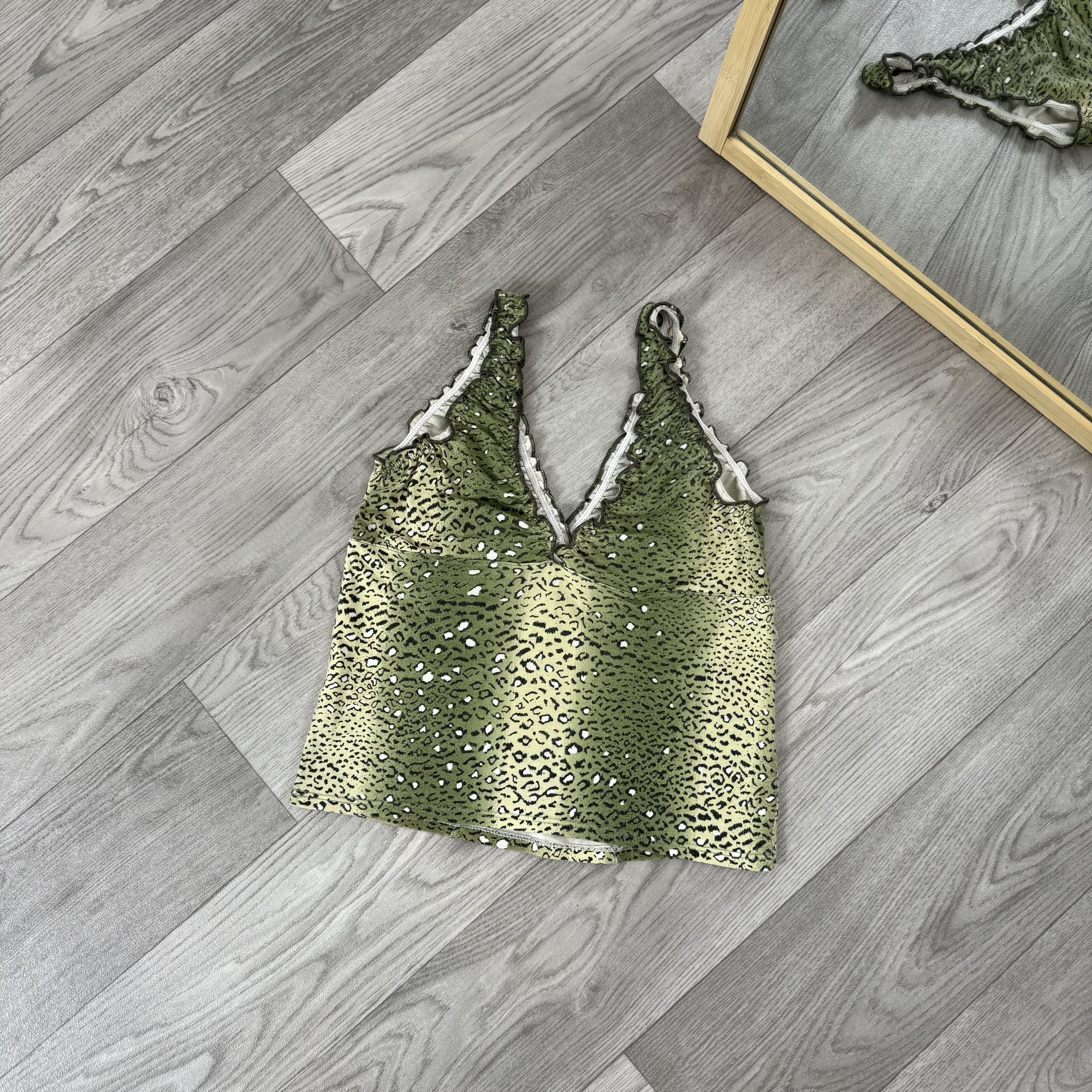 Vintage Vintage Leopard Women's Tank Crop Top Green Size S / US 4 / IT 40 - 8 Thumbnail