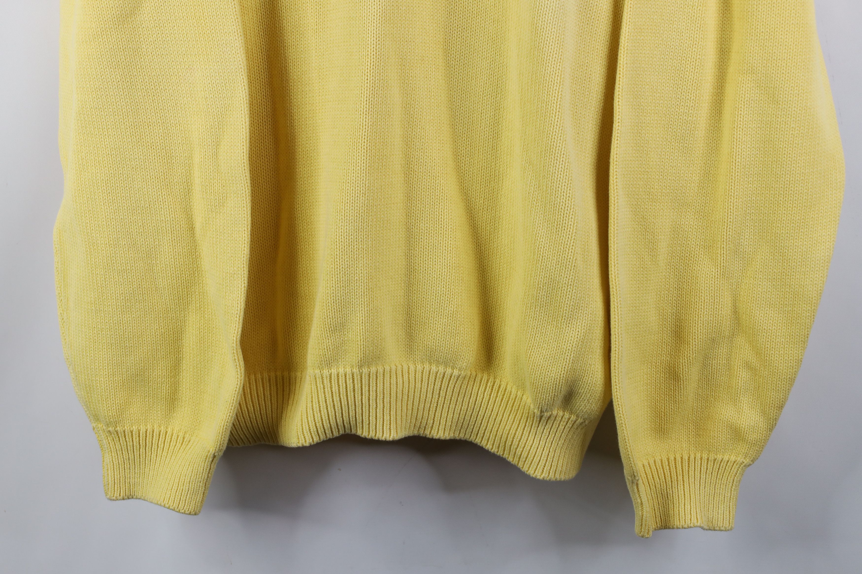 Lands' End Vintage 90s Lands End Cotton Knit V-Neck Sweater Yellow USA Size US XL / EU 56 / 4 - 3 Thumbnail