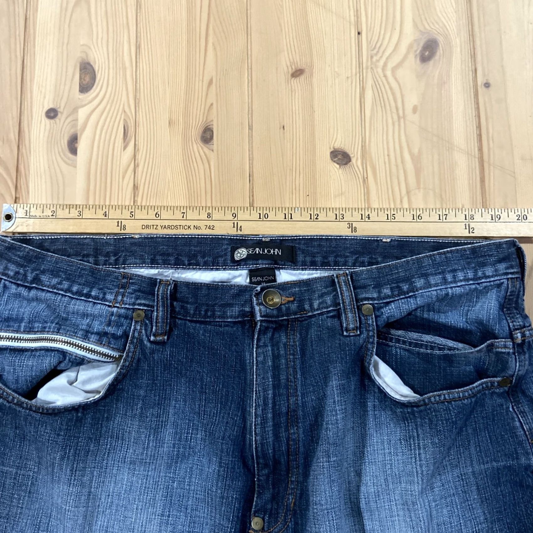 Sean John Sean John Vintage Hip Hop Baggy Jeans Short Size 38 Denim Jorts 5-Pocket Dark Blue Cotton Relaxed-Plain Streetwear Men Size US 38 / EU 54 - 4 Thumbnail