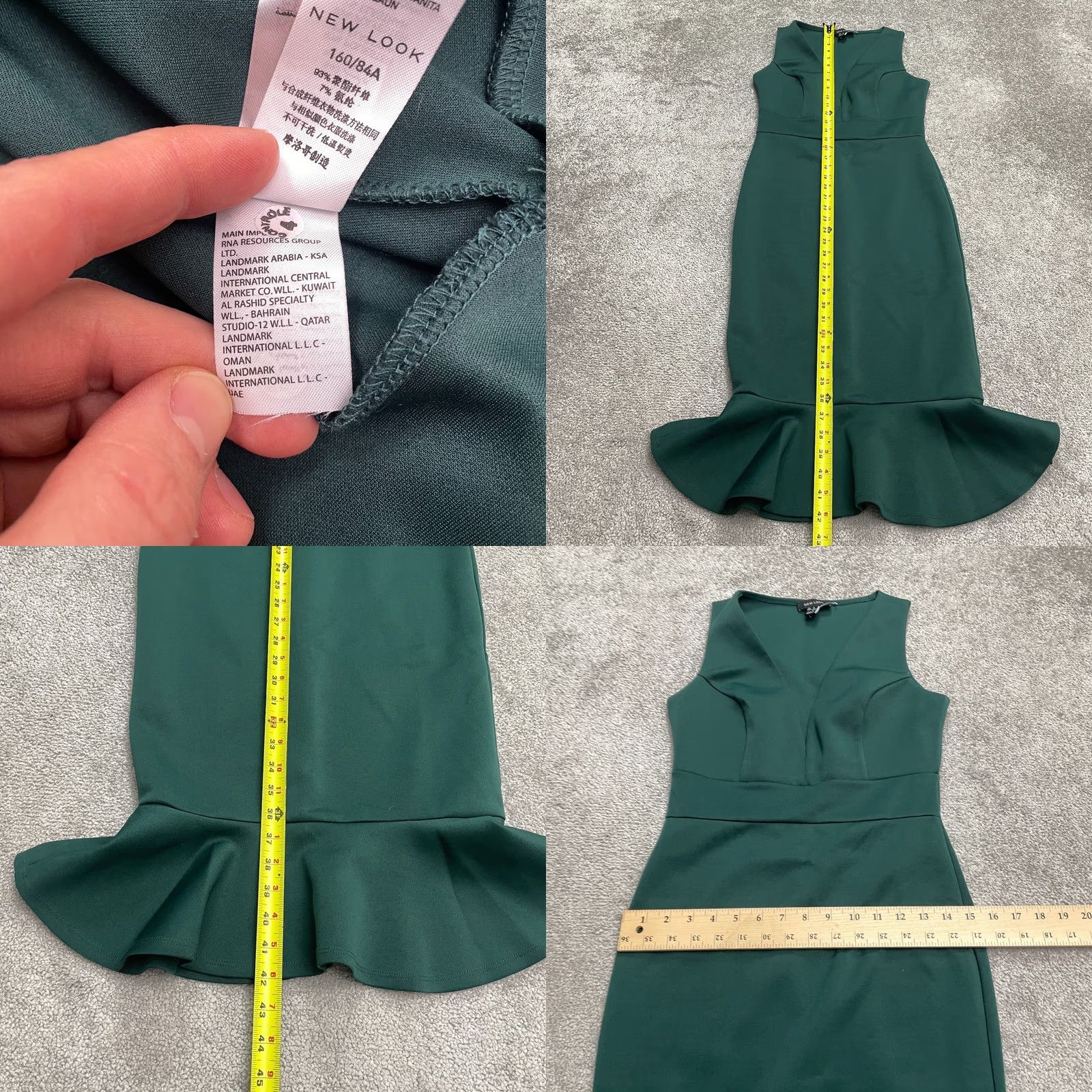 New Look VINTAGE? No. New Look Mermaid Bodycon Midi Dress Womens 4 Emerald Green V-Neck Sleeveless Size S / US 4 / IT 40 - 8 Thumbnail