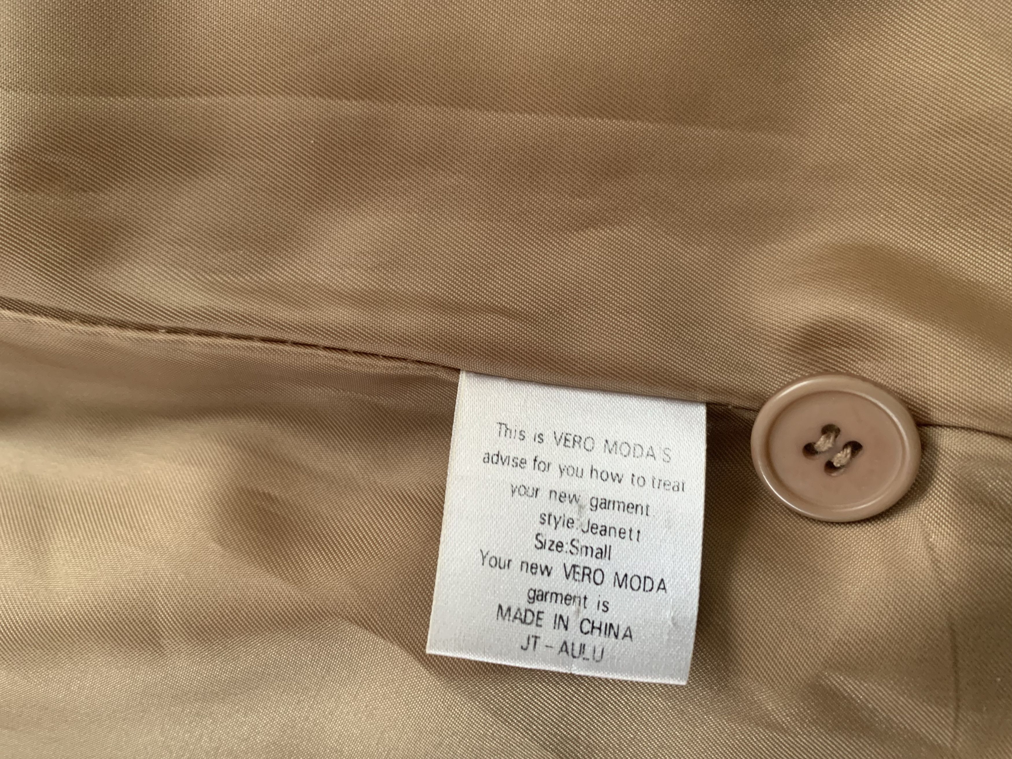 Other Womens Beige Vero Moda Suede Leather Coat Jacket Size S / US 4 / IT 40 - 9 Thumbnail